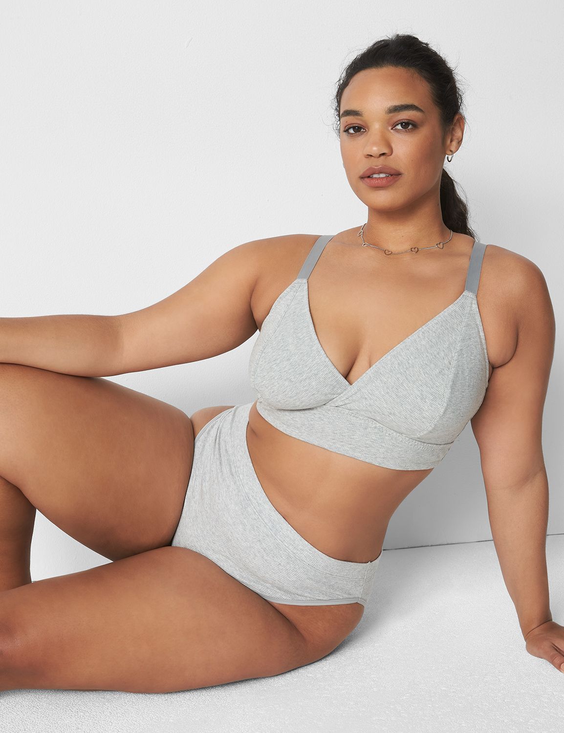 Rib Triangle Longline Bralette 1135 Product Image 1