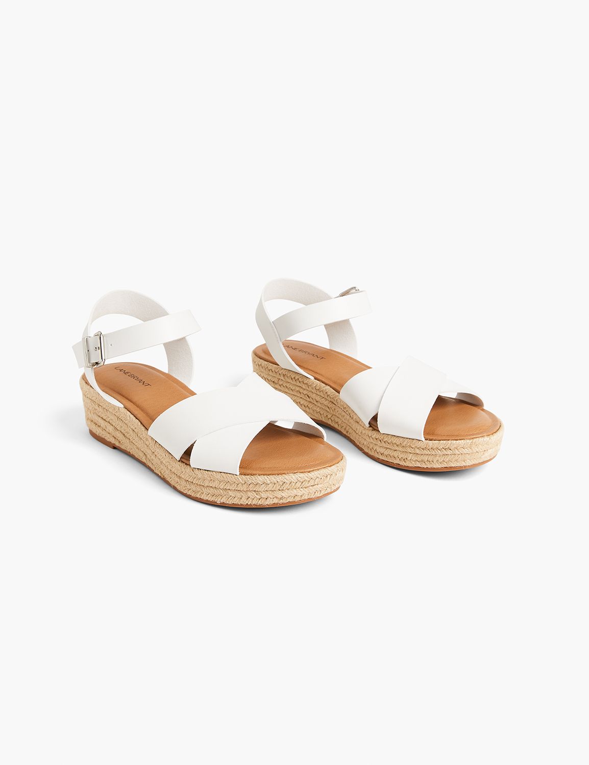 PU CROSS BAND ANKLE STRAP WEDGE ESP | LaneBryant