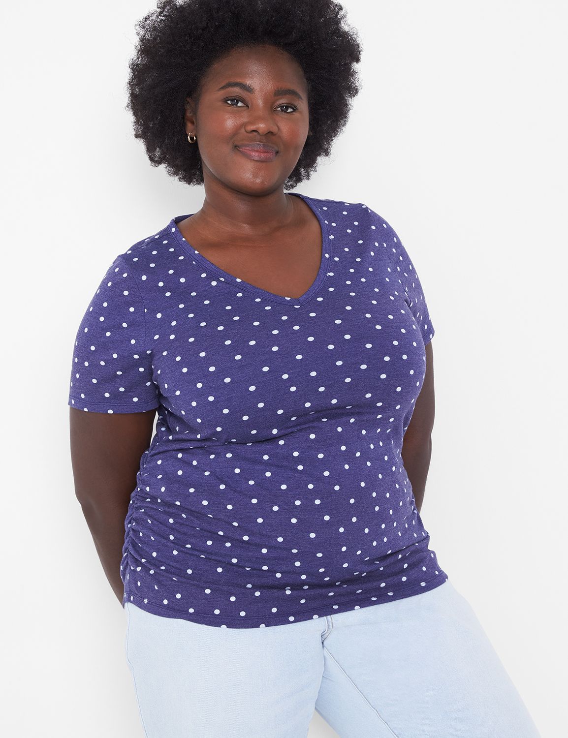 Full Sleeve Cotton Printed Classic Vee Top White main image 1