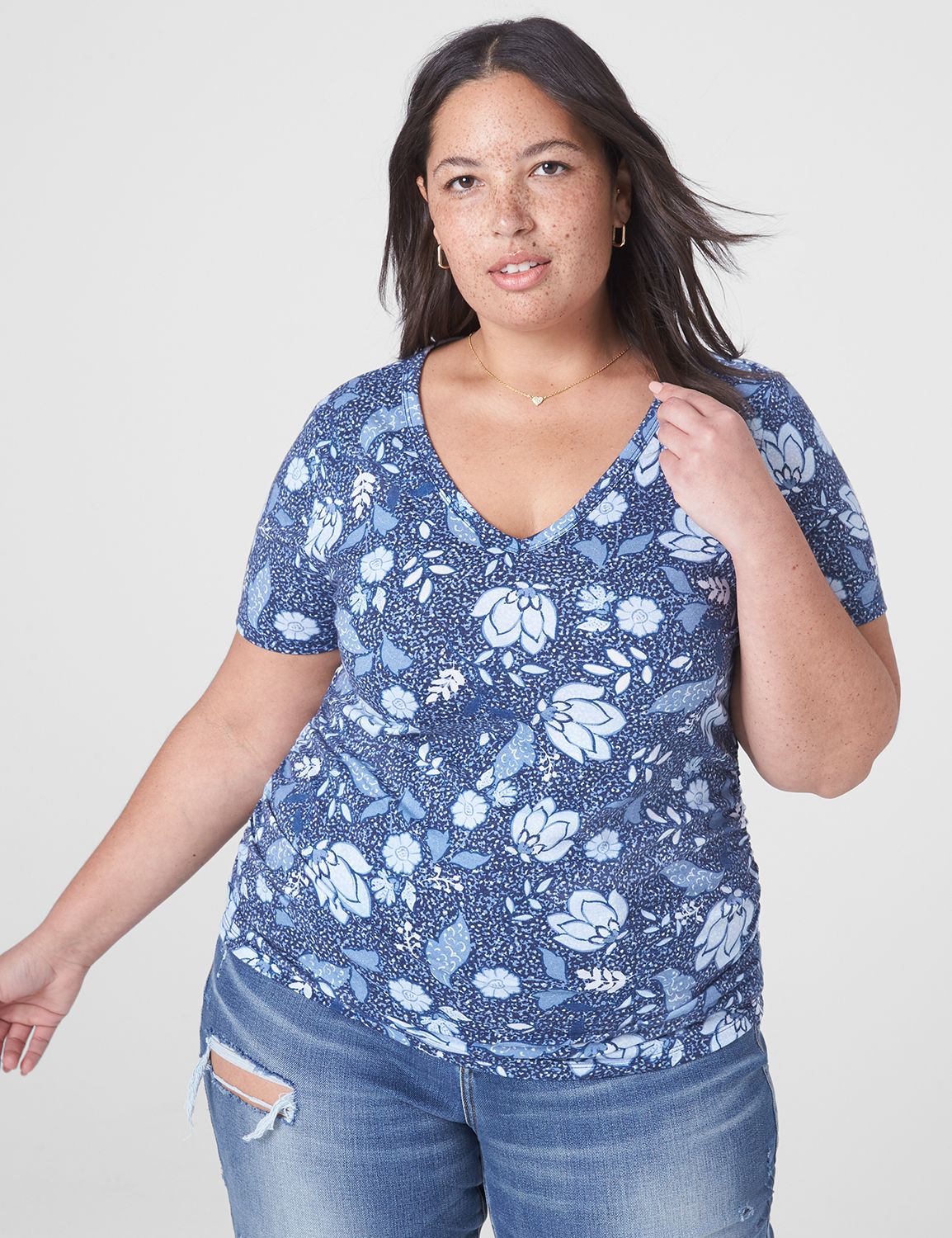iCotton Signature Vee Neck Tee