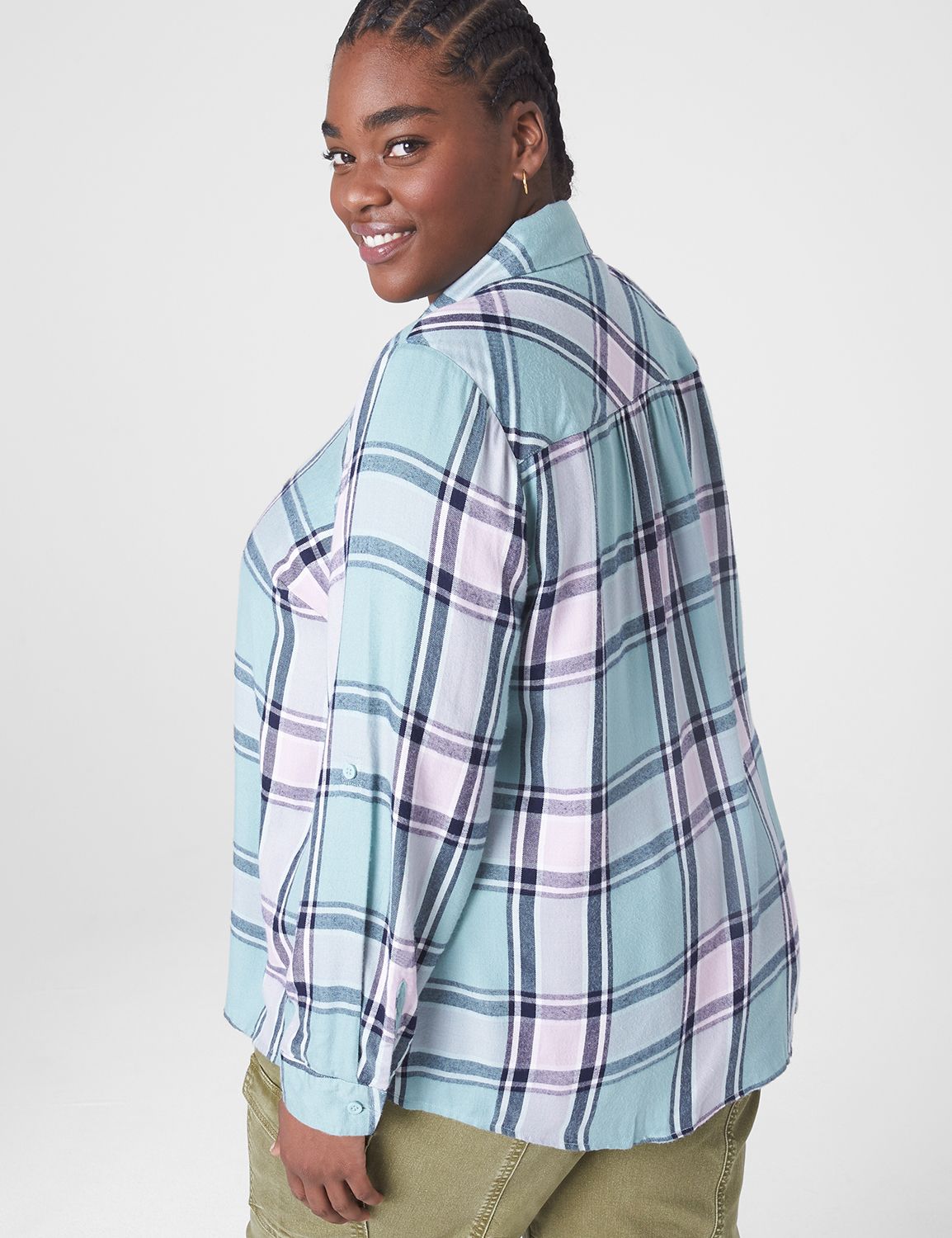 Classic Long Sleeve Button Front Pl Product Image 2