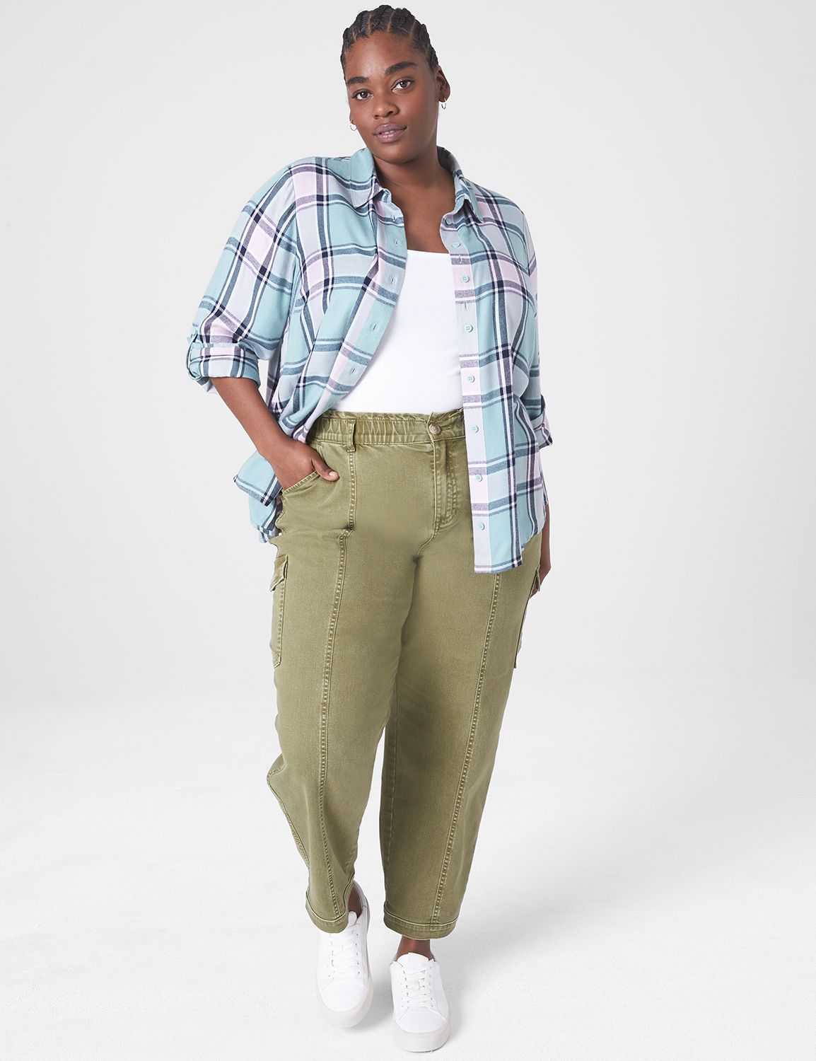 Classic Long Sleeve Button Front Pl Product Image 3