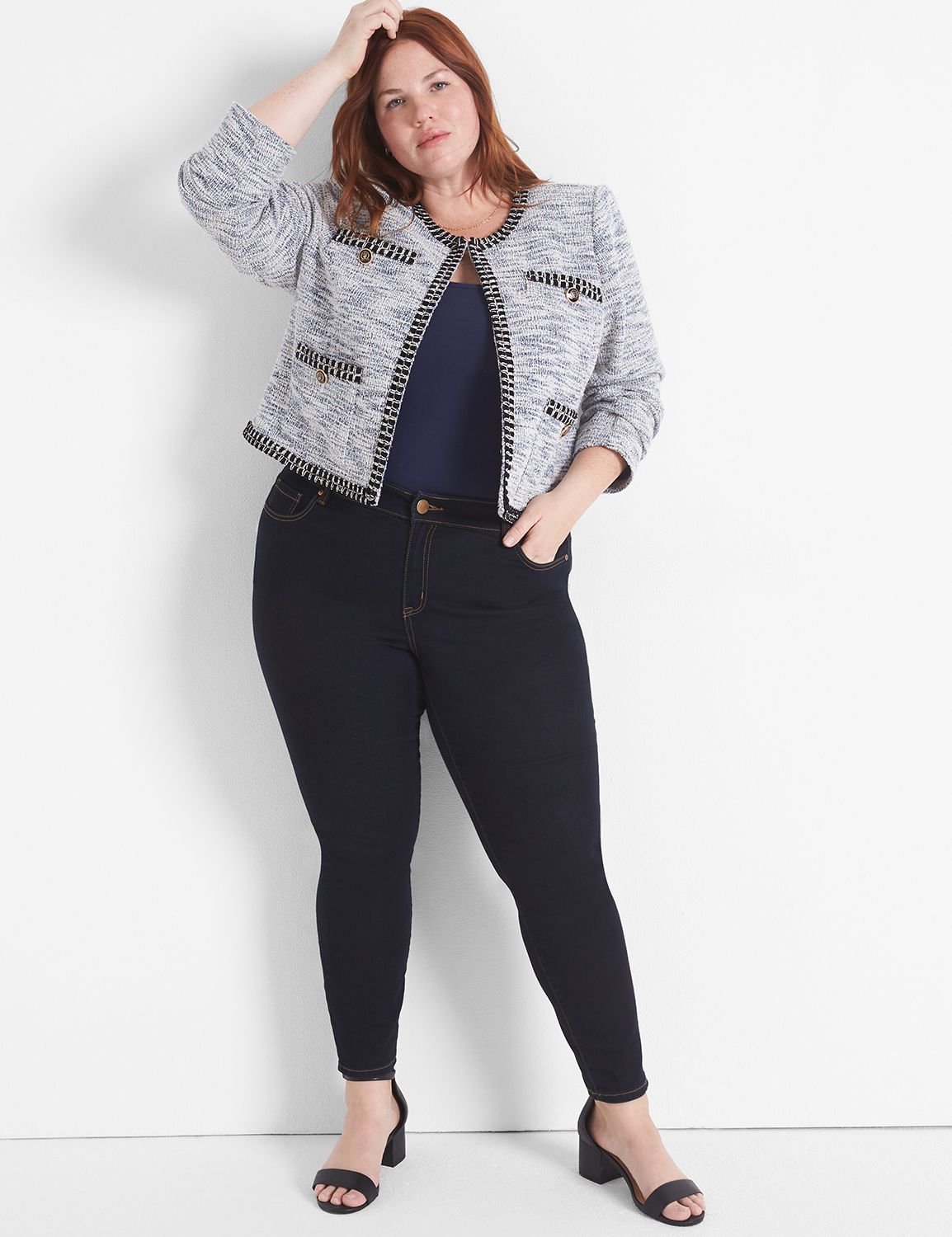 BOUCLÉ CROPPED JACKET - Grey