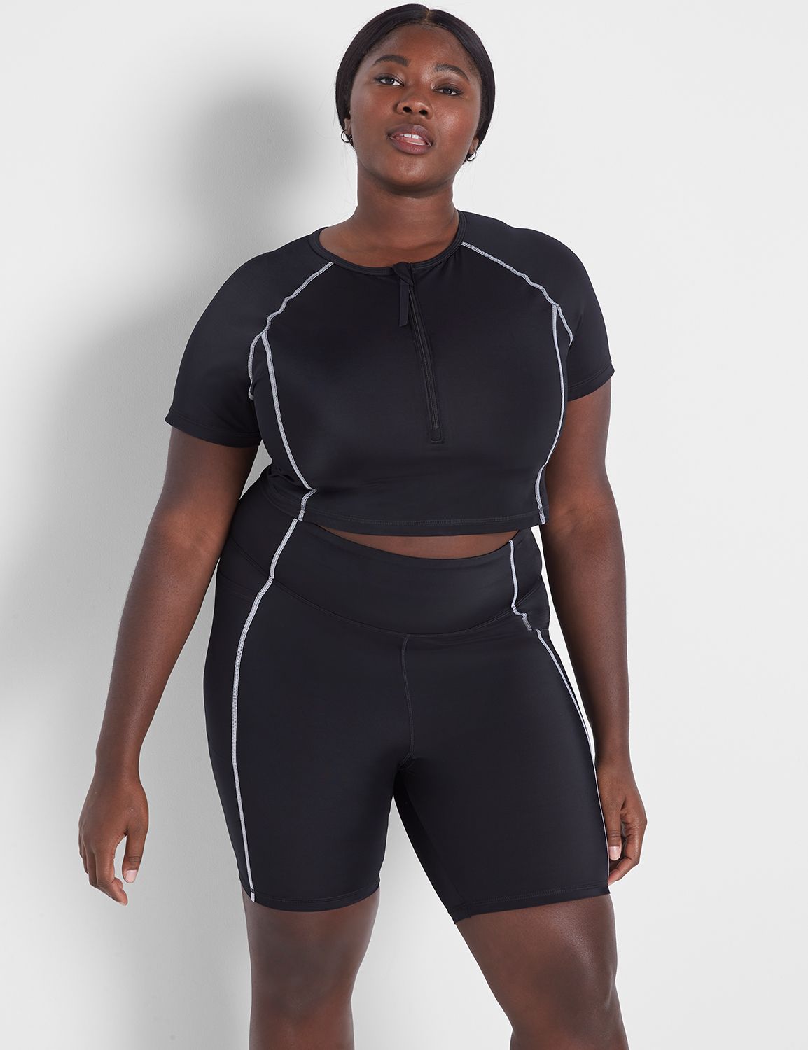 Plus size short store sleeve swim top