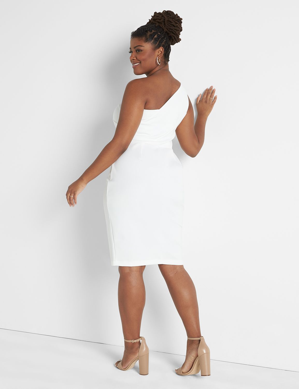 Asymmetrical Sleeveless Sheath Knee-Length Work Dress
