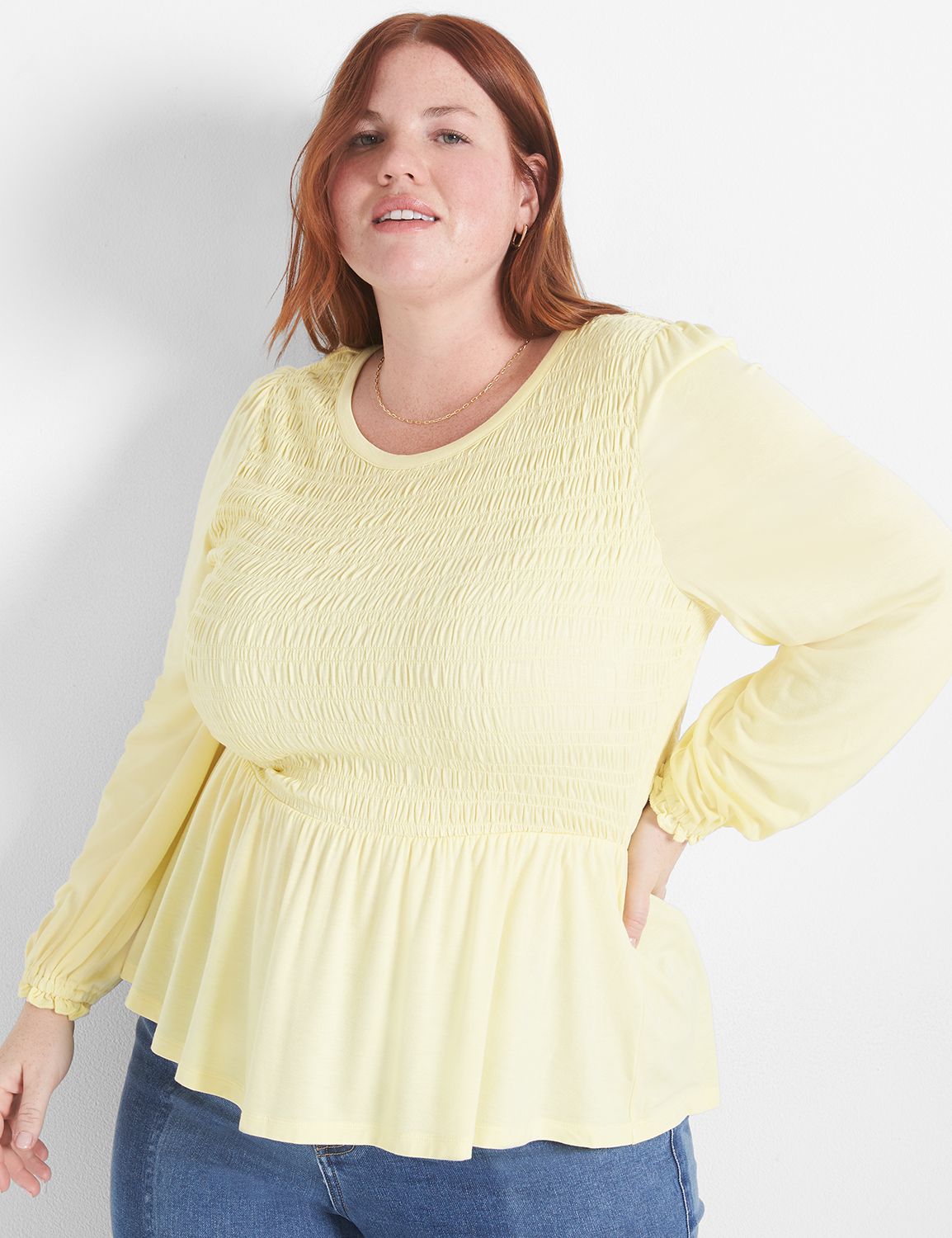 Blouson Sleeve Crew Neck Top