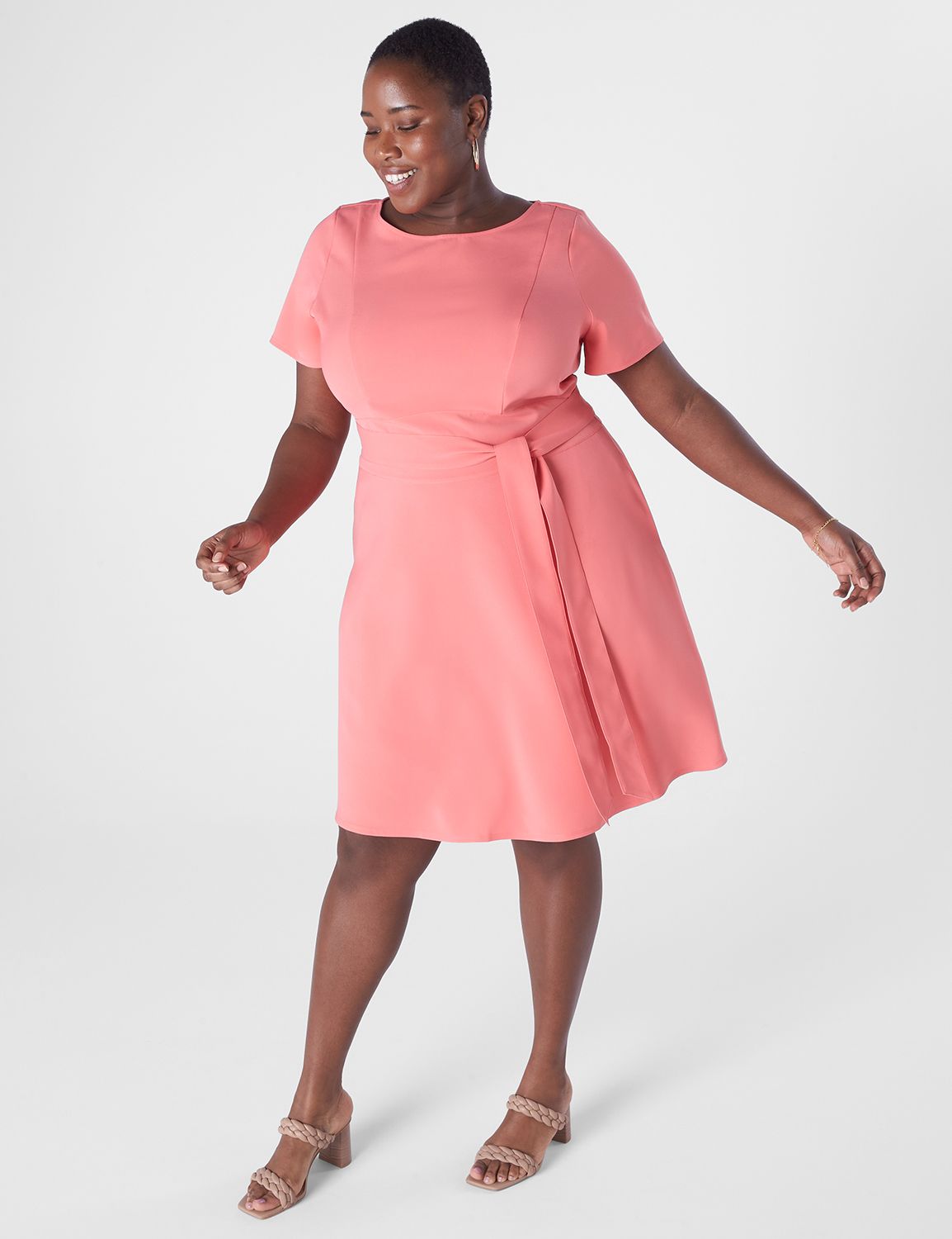 cutout neck fit & flare dress