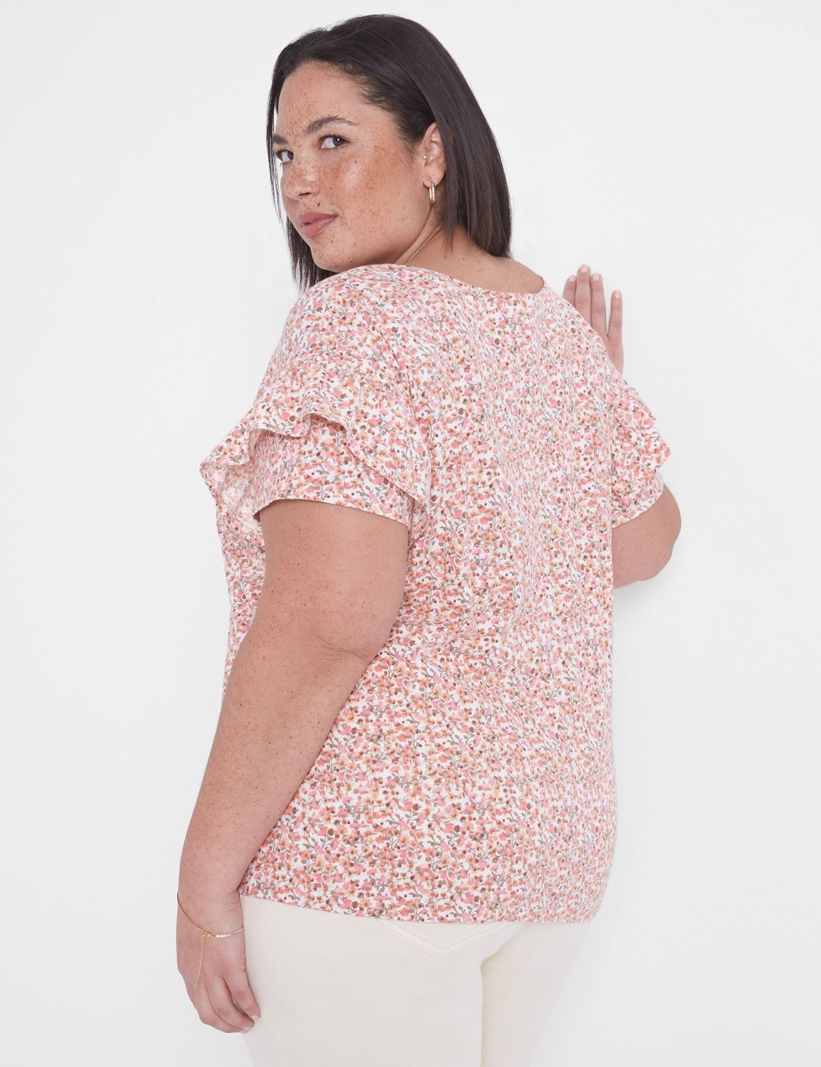 Scoop Neck Ruffle Straight Fit Tee Product Image 2