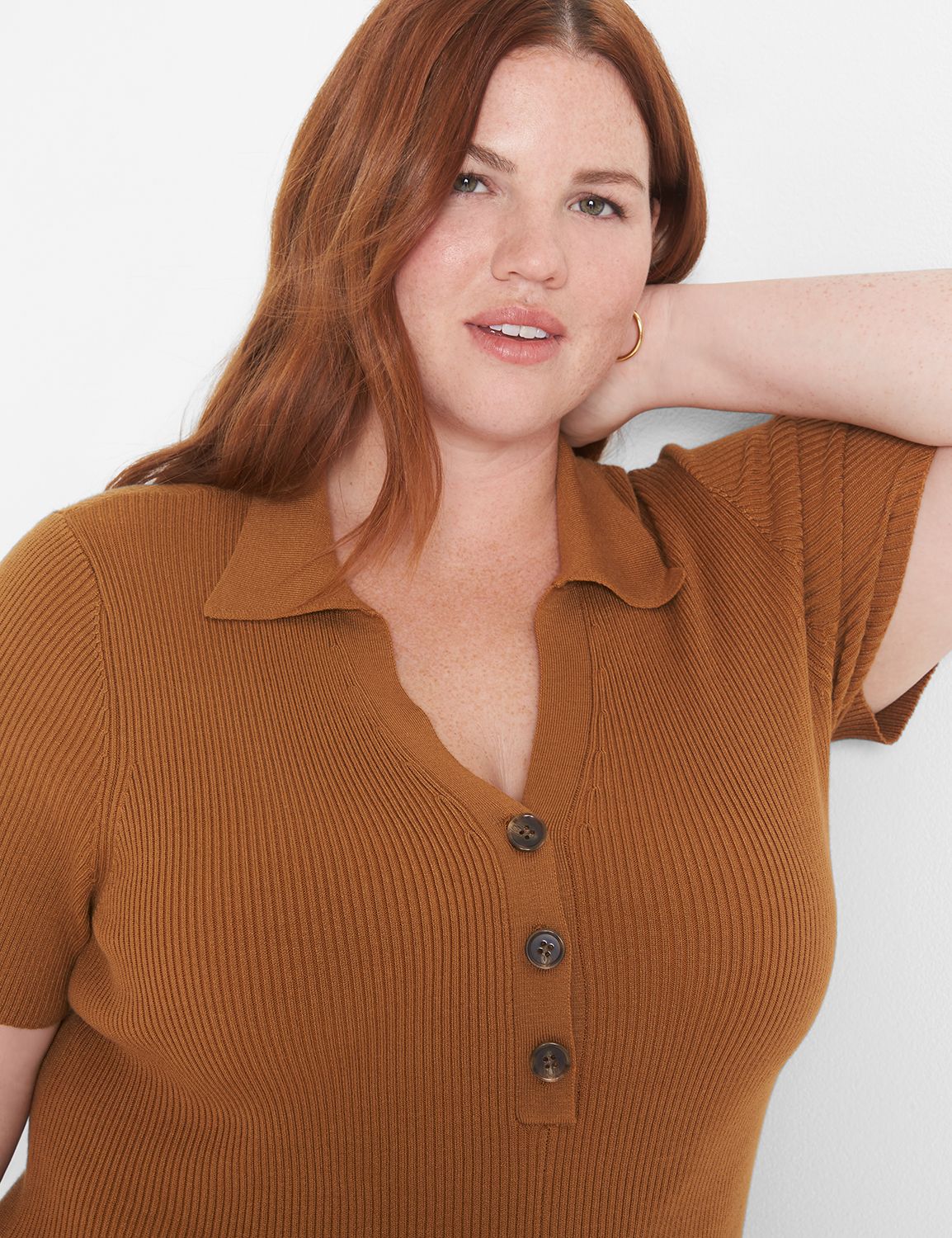 Short Sleeve Polo Fit And Flare Swe Product Image 3