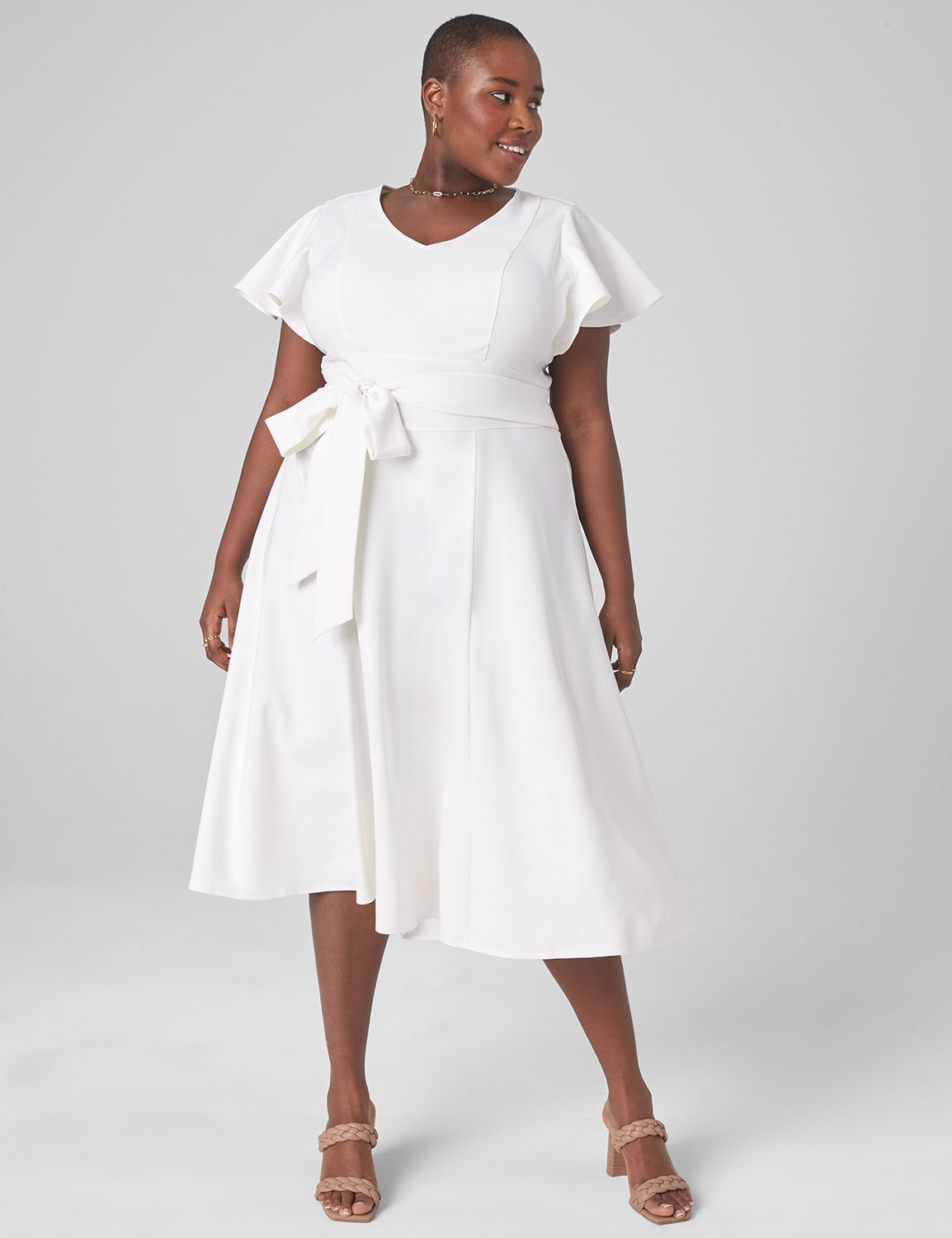 Lena V Neck High Low Midi Dress LaneBryant