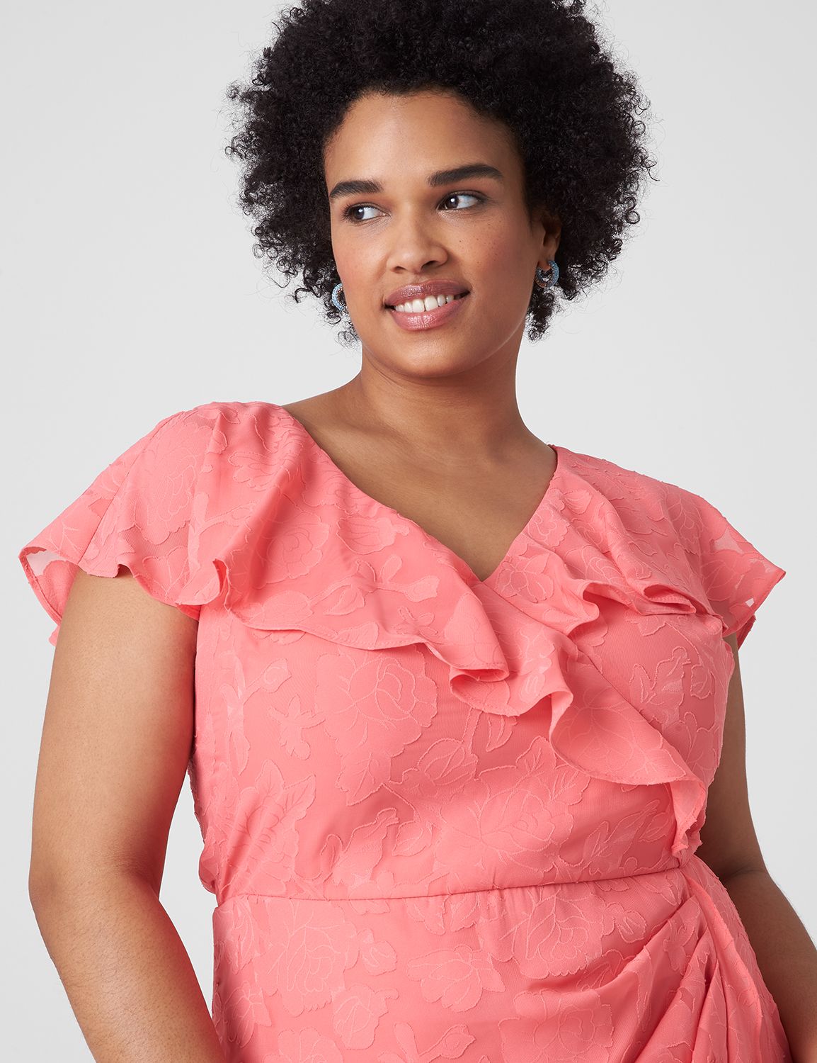 Cap Sleeve Surplice Ruffle Detail F LaneBryant