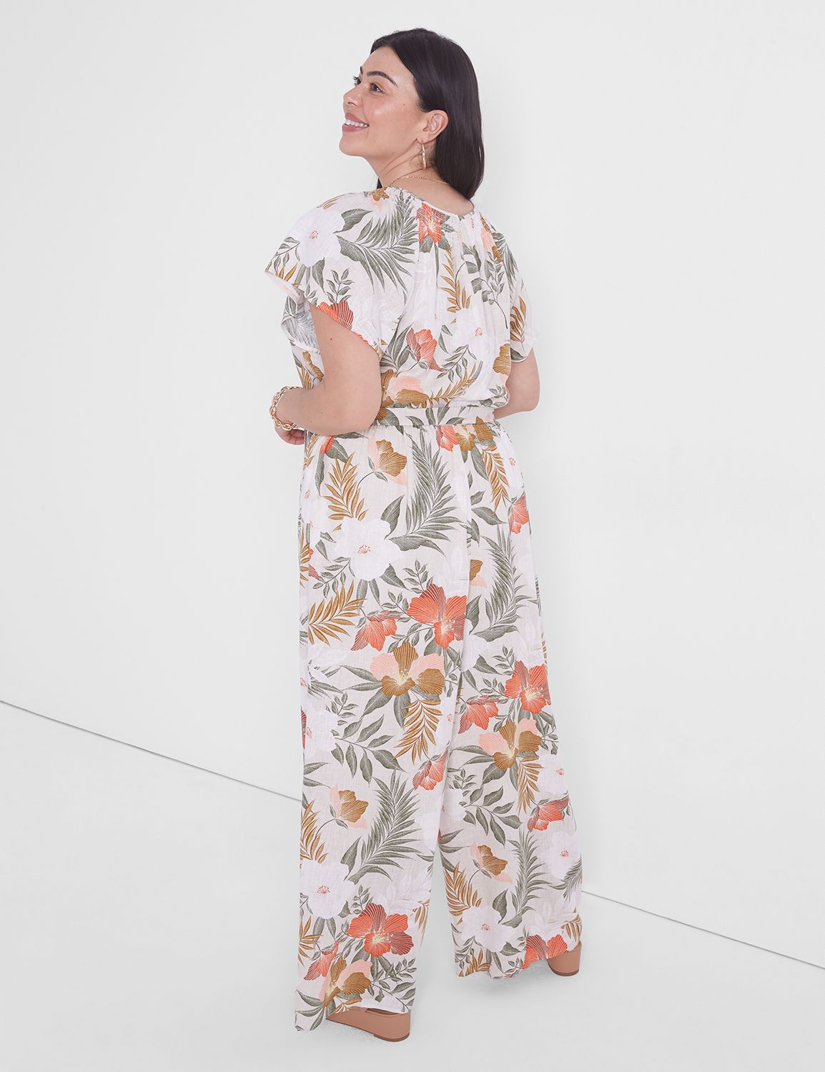 Floral Wide-Leg Sleeveless Smocked Women’s Jumpsuit main image 1