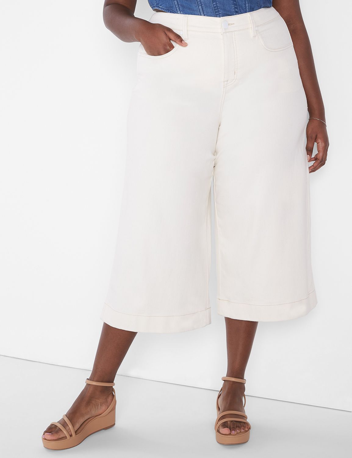 MID RISE 5 POCKET WIDE LEG CROP -EC Product Image 1
