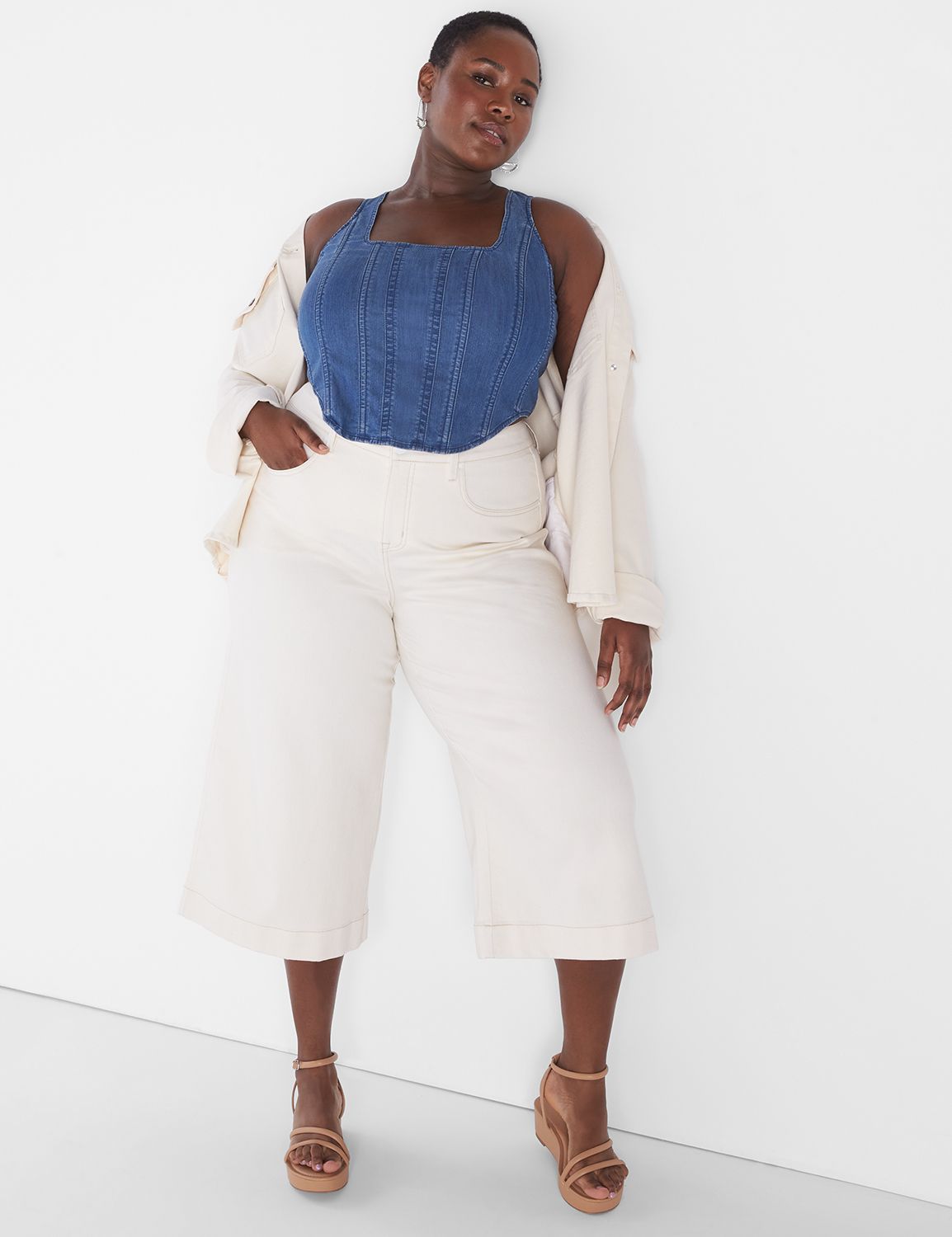 MID RISE 5 POCKET WIDE LEG CROP -EC Product Image 3