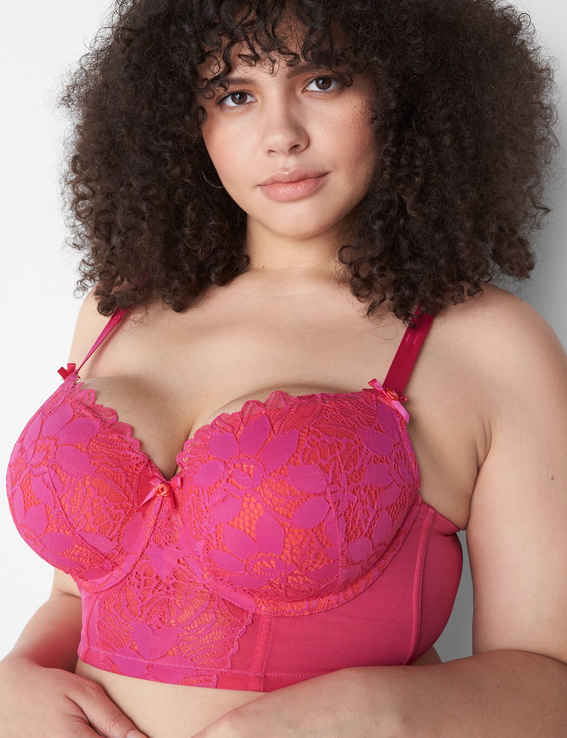 ▷ CACIQUE LANE BRYANT Women's Pink Lace Overlay Bralette