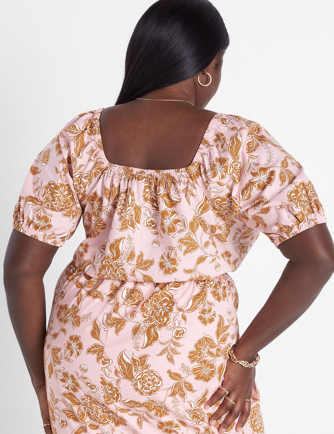 Square Neck Puff Sleeve Channeled E Product Image 2