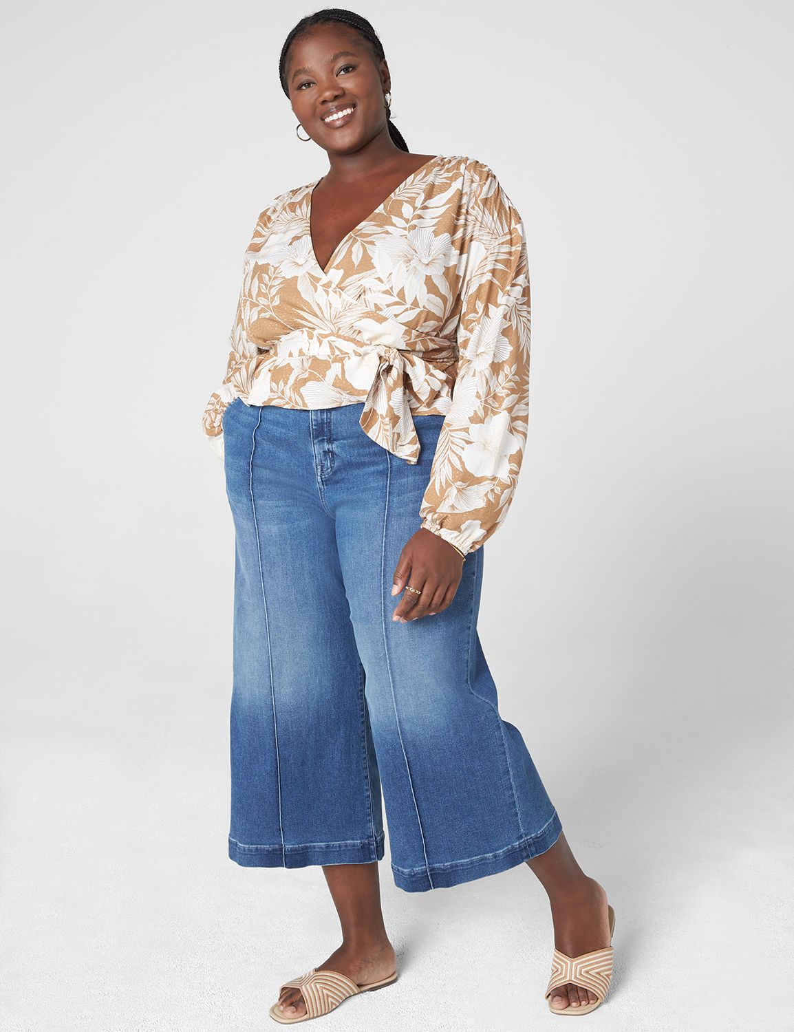 トップス Lina Classic Long Sleeve Full Wrap Top 1 | LaneBryant