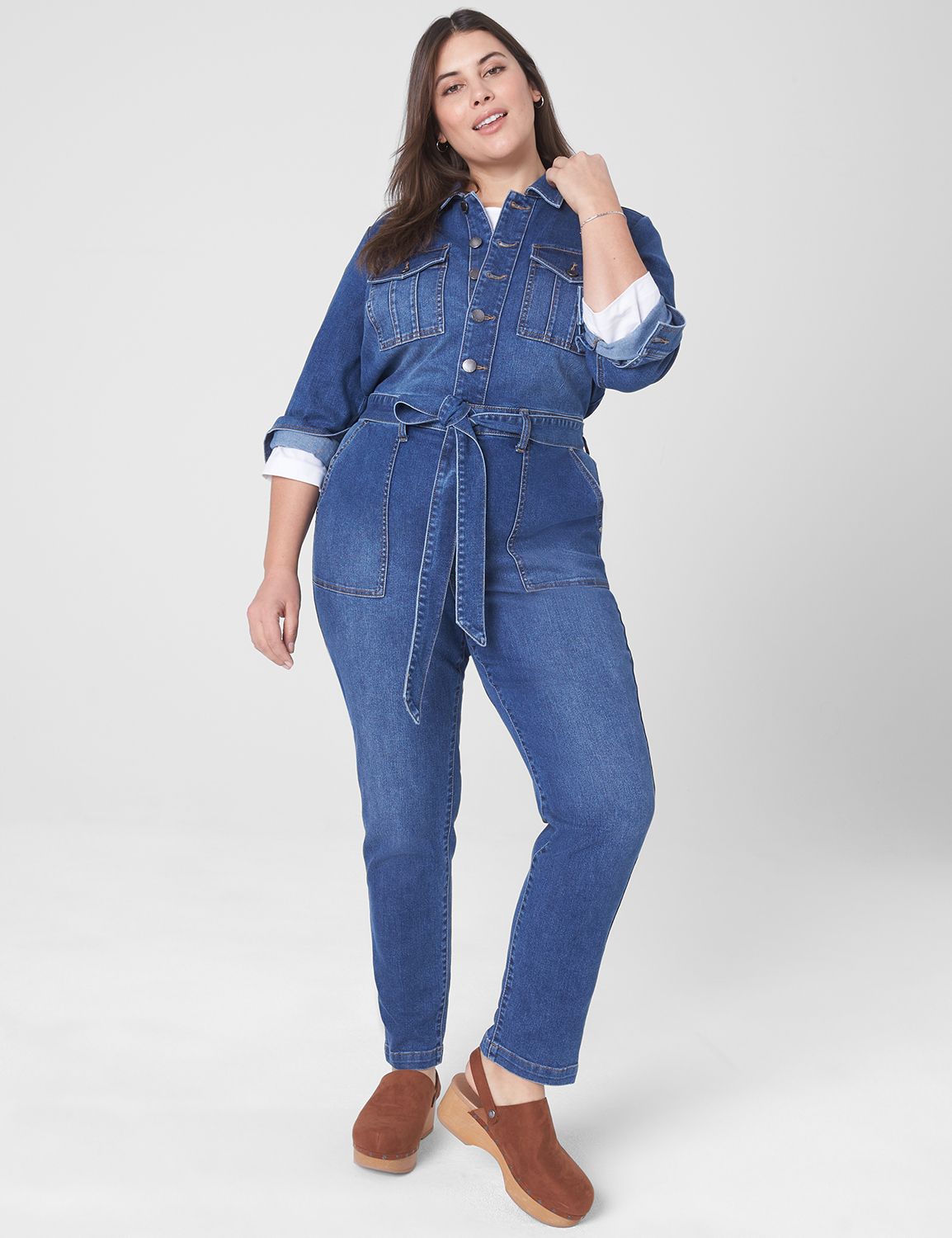 Denim Straight Leg Jumpsuit | LaneBryant