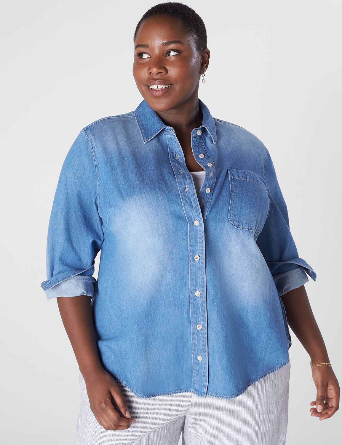 Button Front Denim Shirt