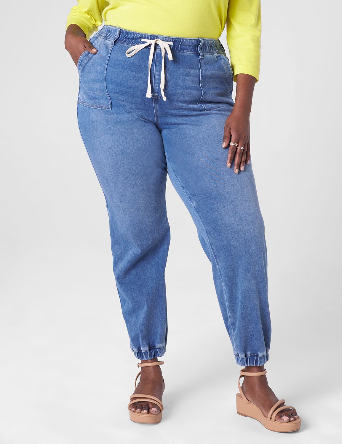 Women Plus Size Boyfriend Jeans Jogger Denim Pants Elastic