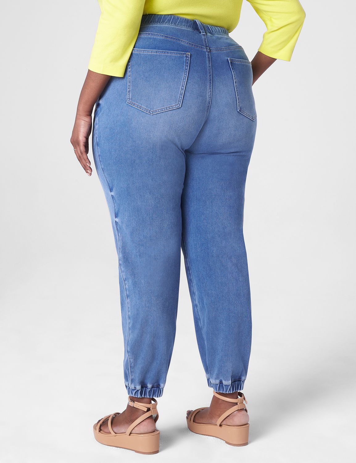 Shop Plus Size Natural Gingham Crop Jogger in Blue