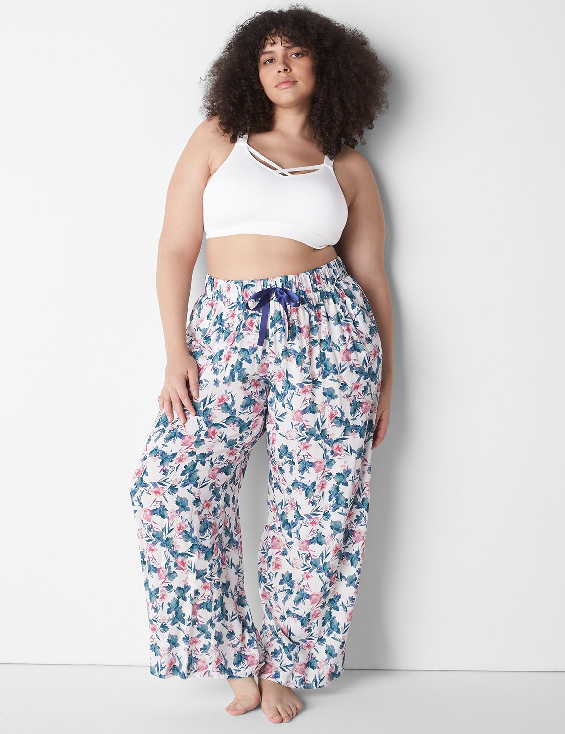 Plus Floral Woven Wide Leg Pants