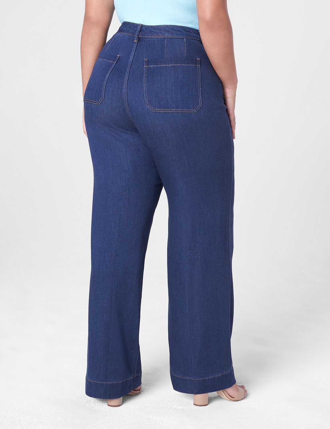 MID RISE 5 POCKET WIDE LEG -FLUID D