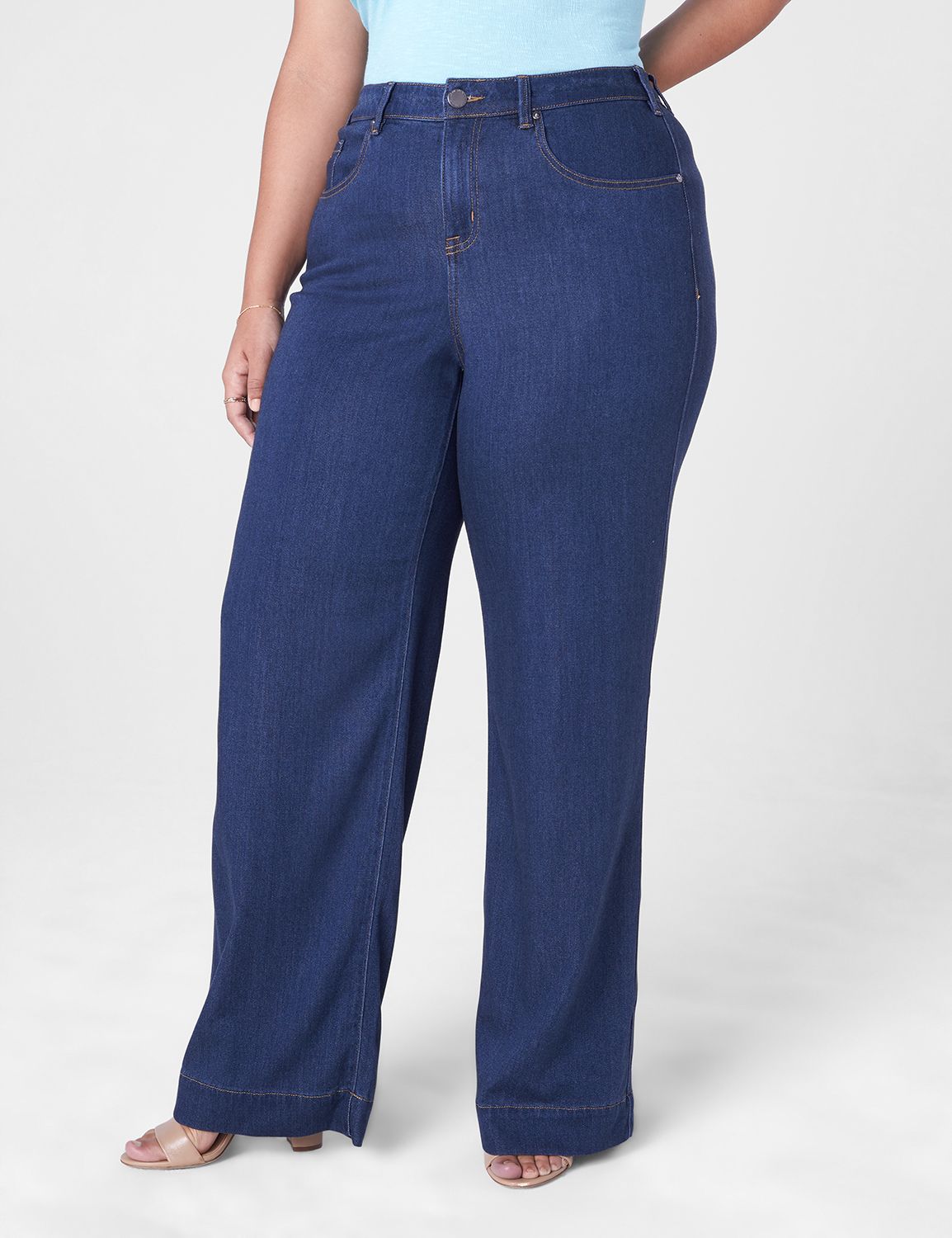 MID RISE 5 POCKET WIDE LEG -FLUID D Product Image 3