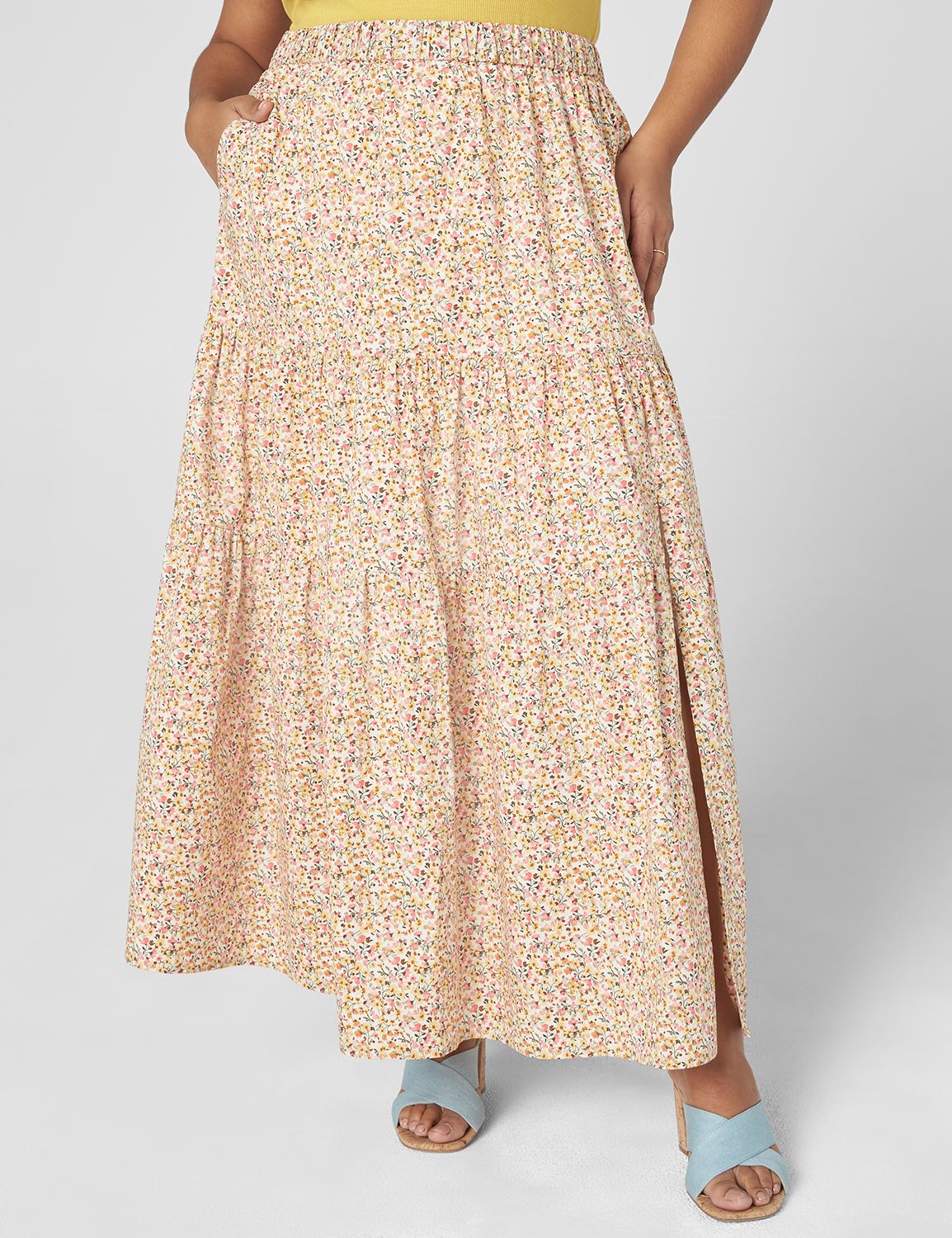 Floral Prints Tiered Maxi Skirt 113 Product Image 1