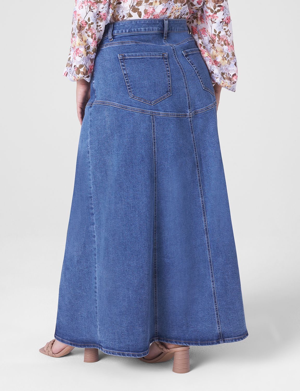 High-Rise Denim Maxi Skirt