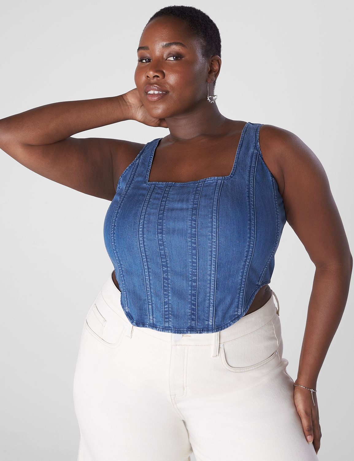 Fitted Sleeveless Chambray Bodice 1 | LaneBryant