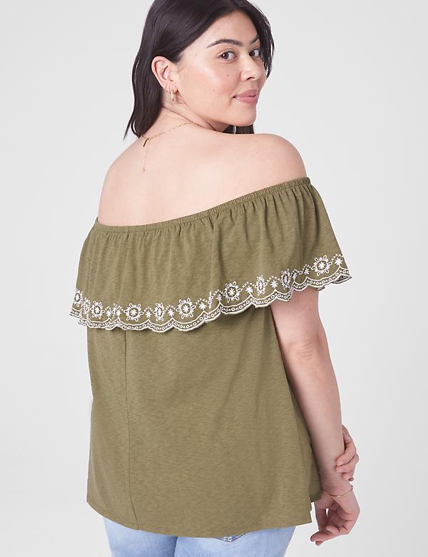 Swing Off-The-Shoulder Embroidered Top