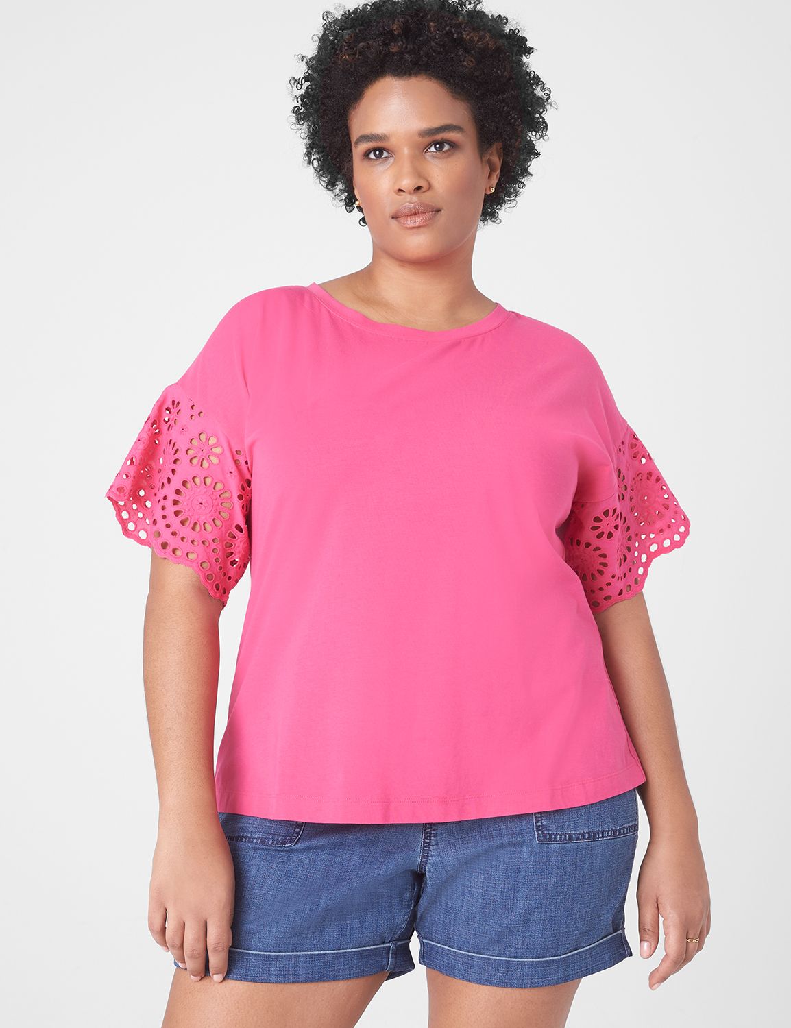 Classic Woven Eyelet Short Sleeve B Product Image 3