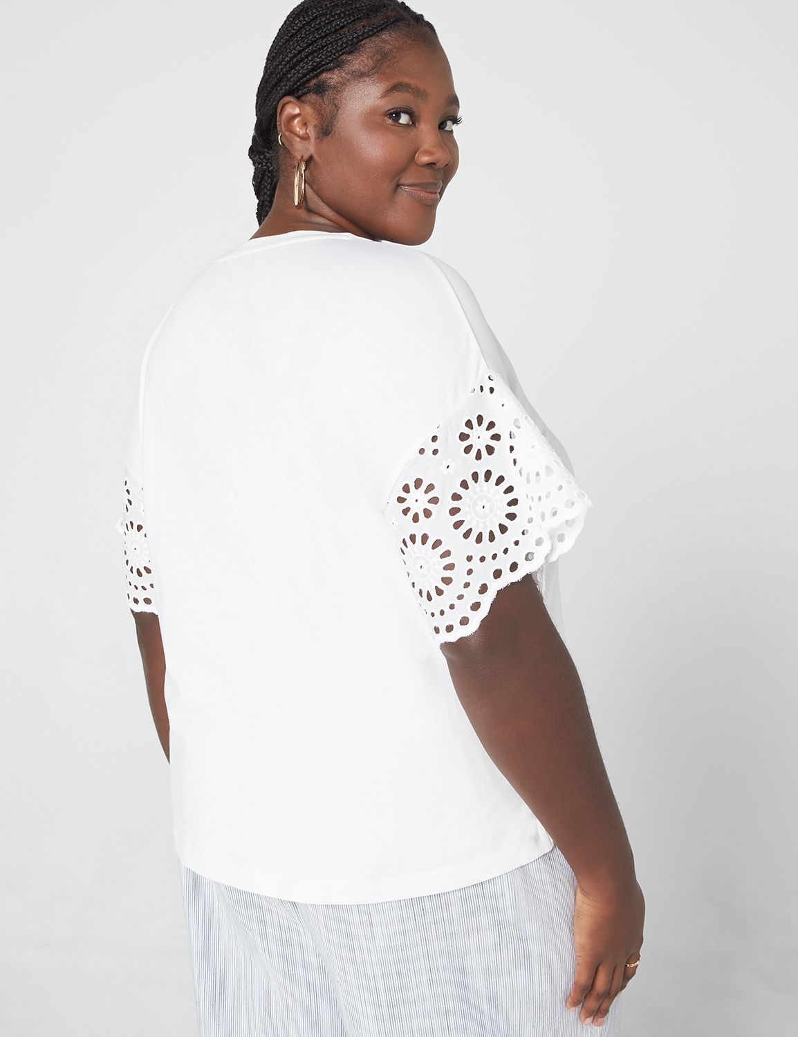 Classic Woven Eyelet Short Sleeve B | LaneBryant