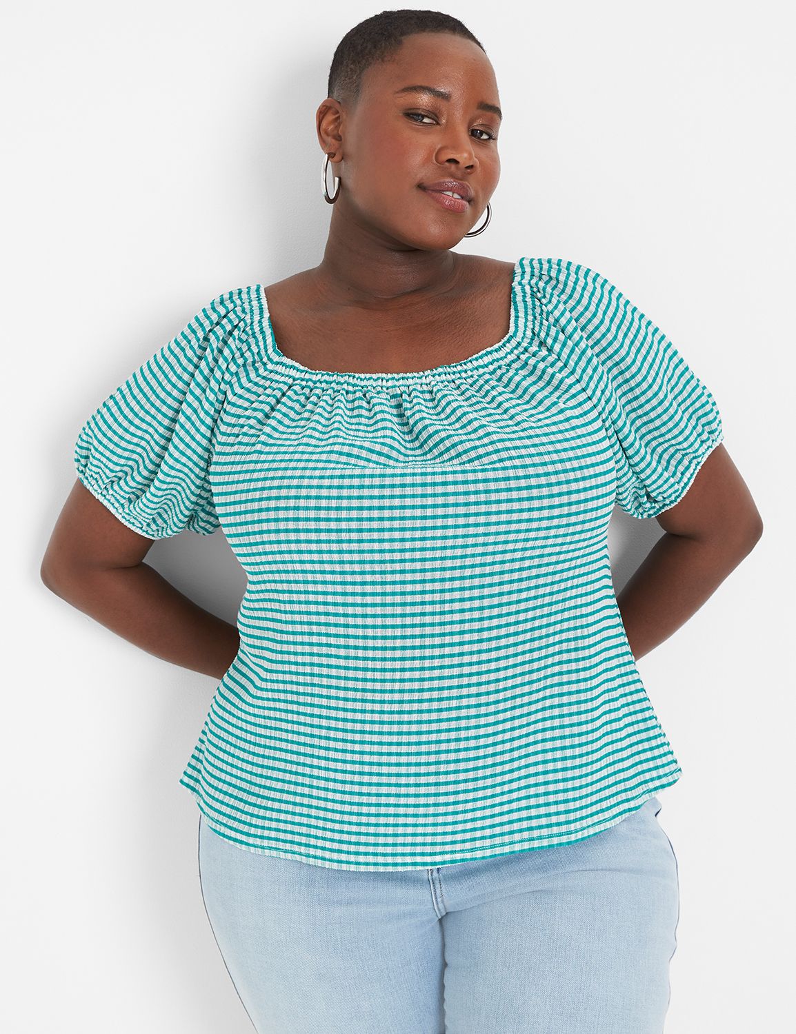 Classic Short Blouson Sleeve Elasti Product Image 1