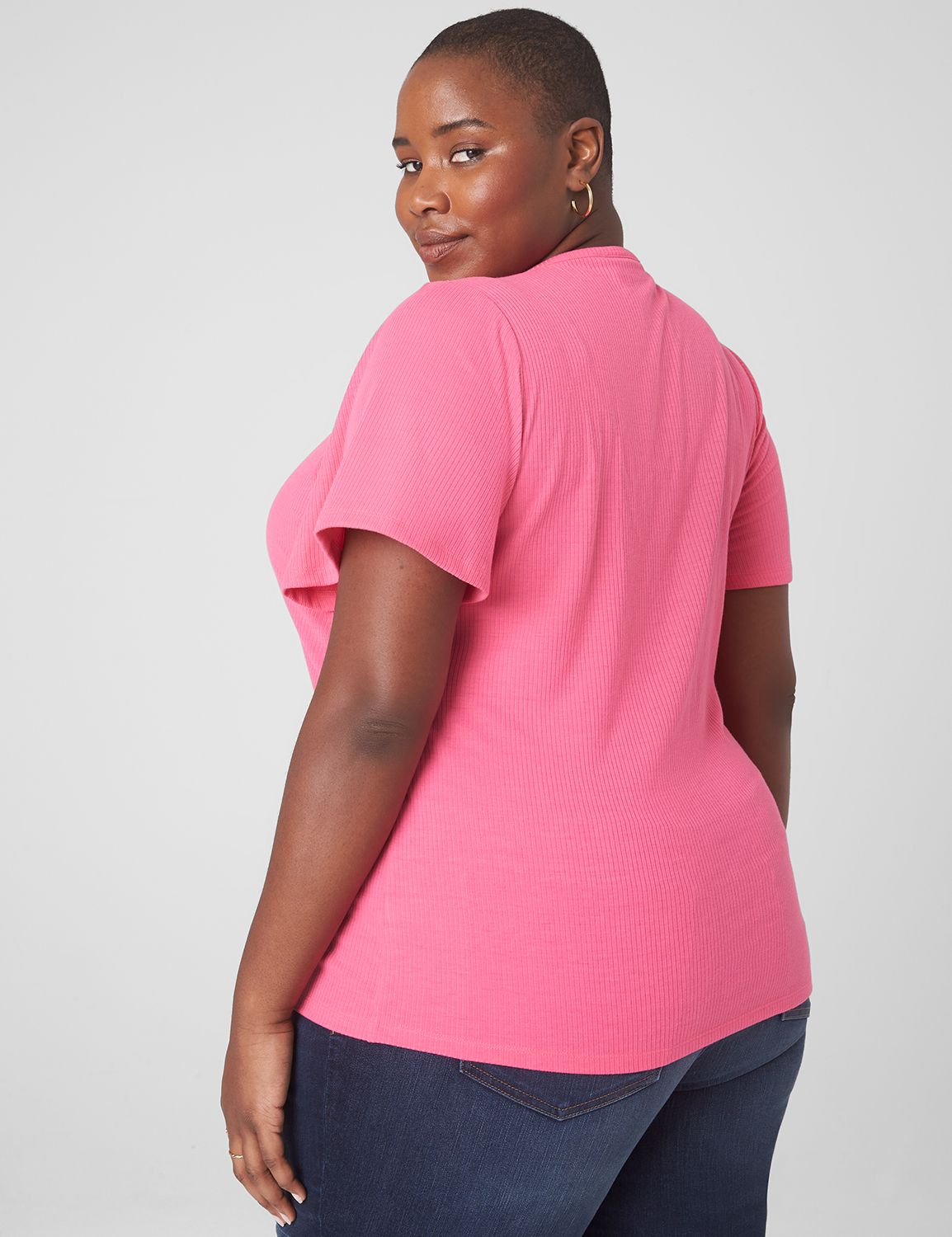 Classic Short Flutter Sleeve V-Neck | LaneBryant