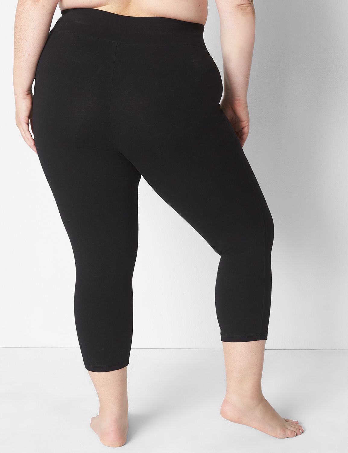 Women's Plus Size High-waist Cotton Blend Seamless Capri Leggings