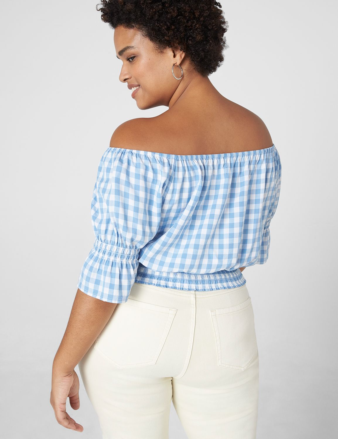 TheFound Off-the-shoulder T-shirt, Ruched Flare Sleeve Mesh Crop Tops 