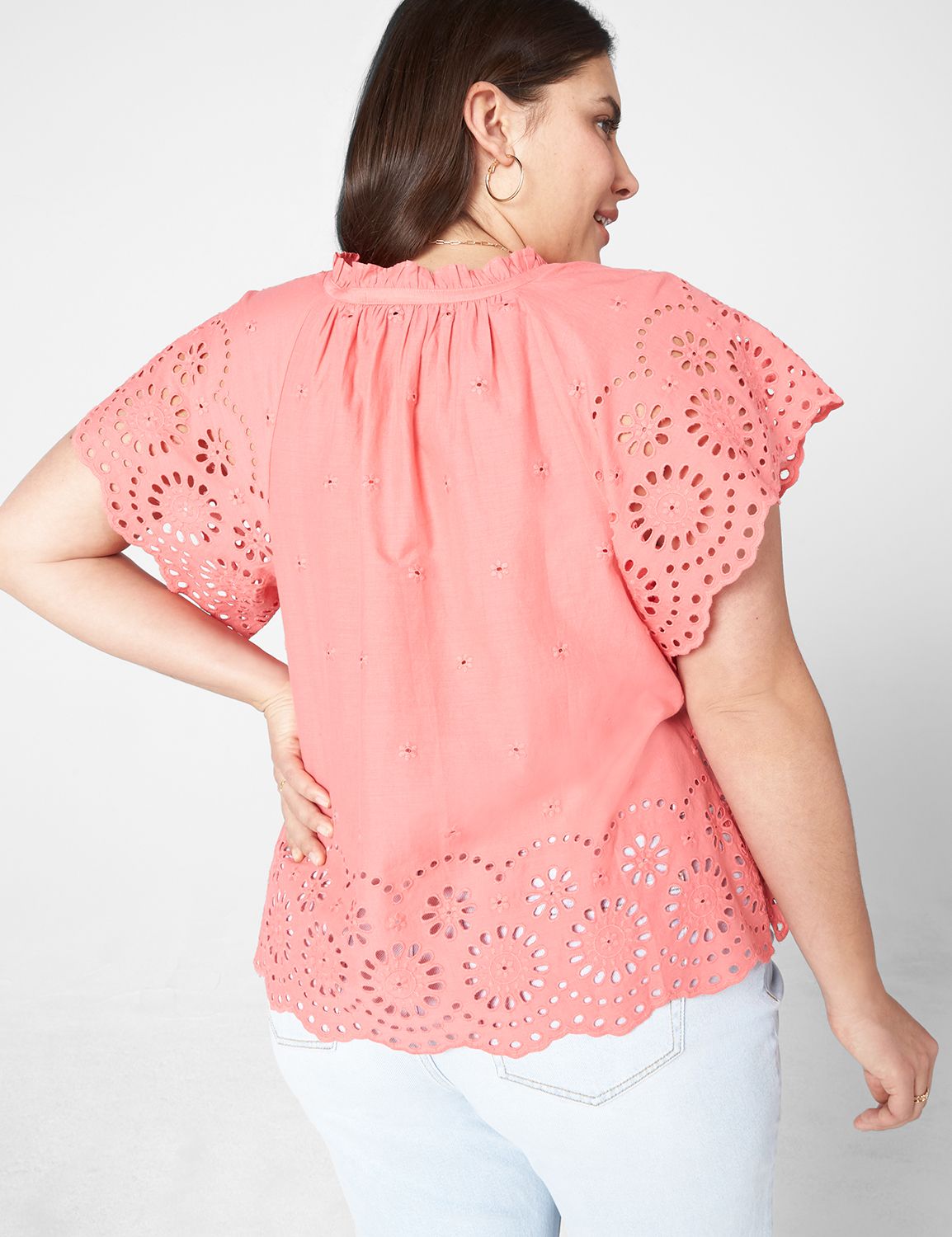 Raglan Scallop Hem Ruffle Neckline Product Image 2