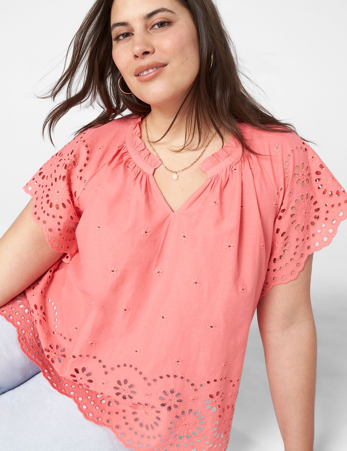 Raglan Scallop Hem Ruffle Neckline Product Image 4