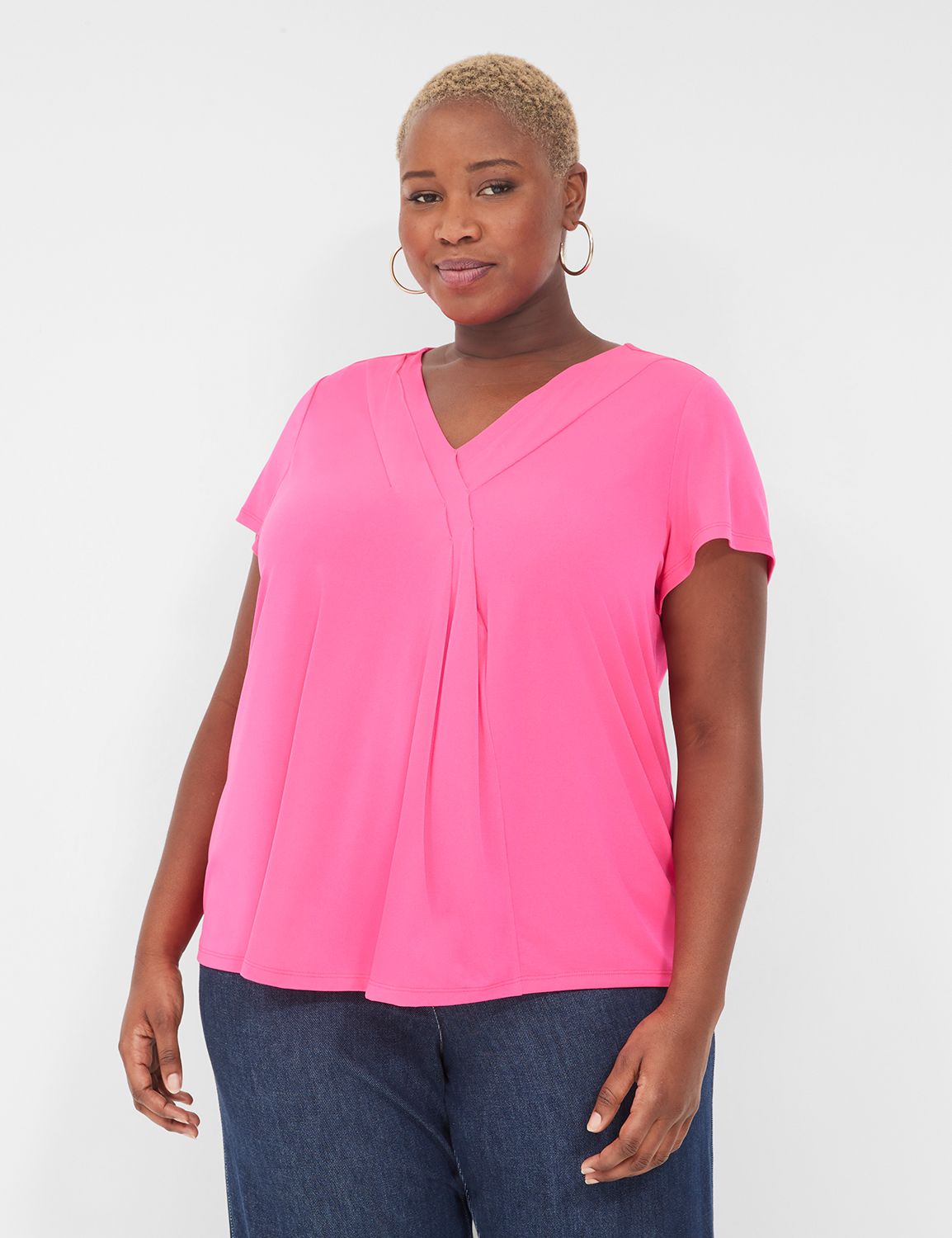 Cap Sleeve Dolman VNeck Matte Jerse | LaneBryant