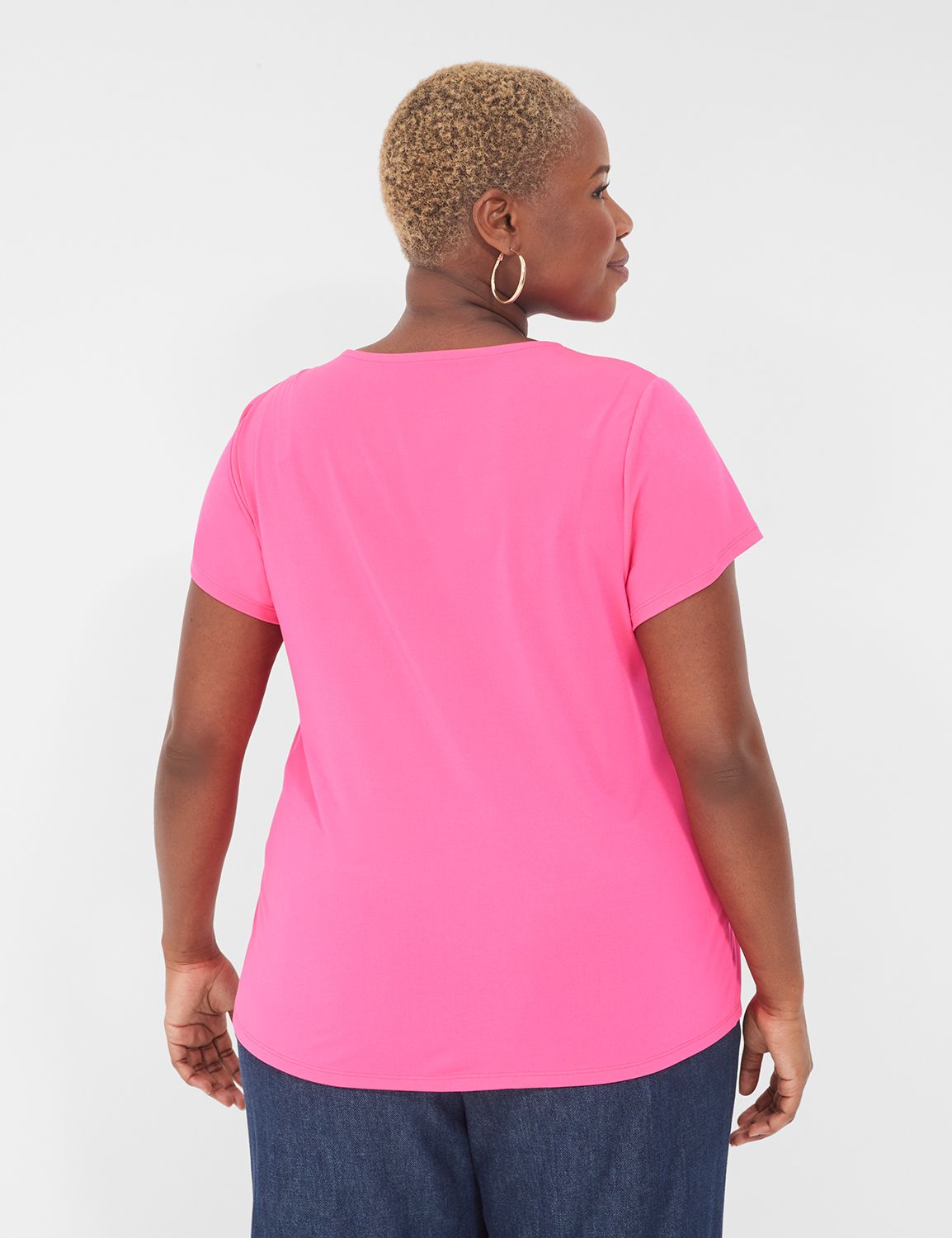 Cap Sleeve Dolman VNeck Matte Jerse Product Image 2