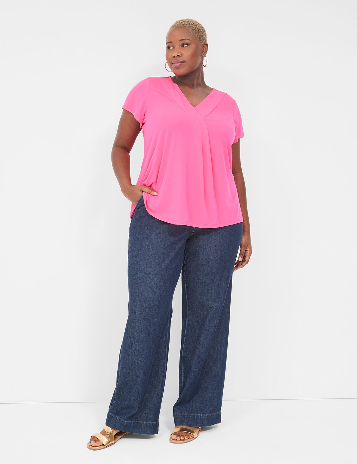 Cap Sleeve Dolman VNeck Matte Jerse Product Image 3