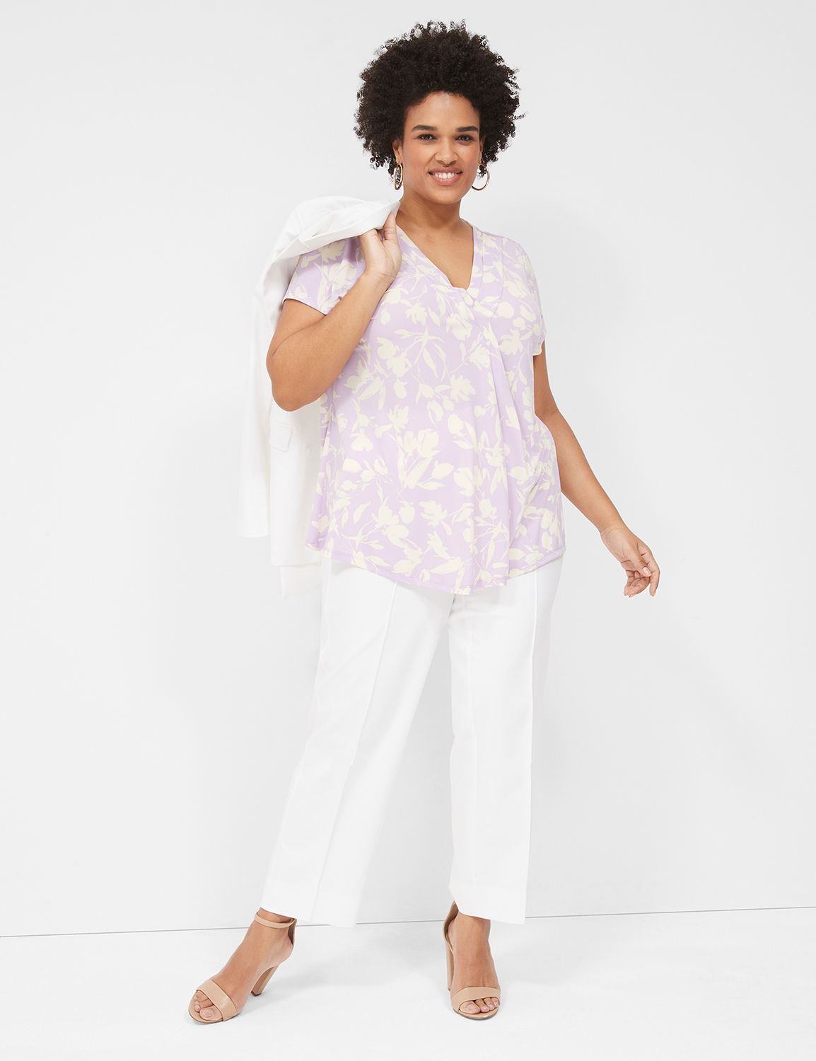 Cap Sleeve Dolman VNeck Matte Jerse Product Image 3