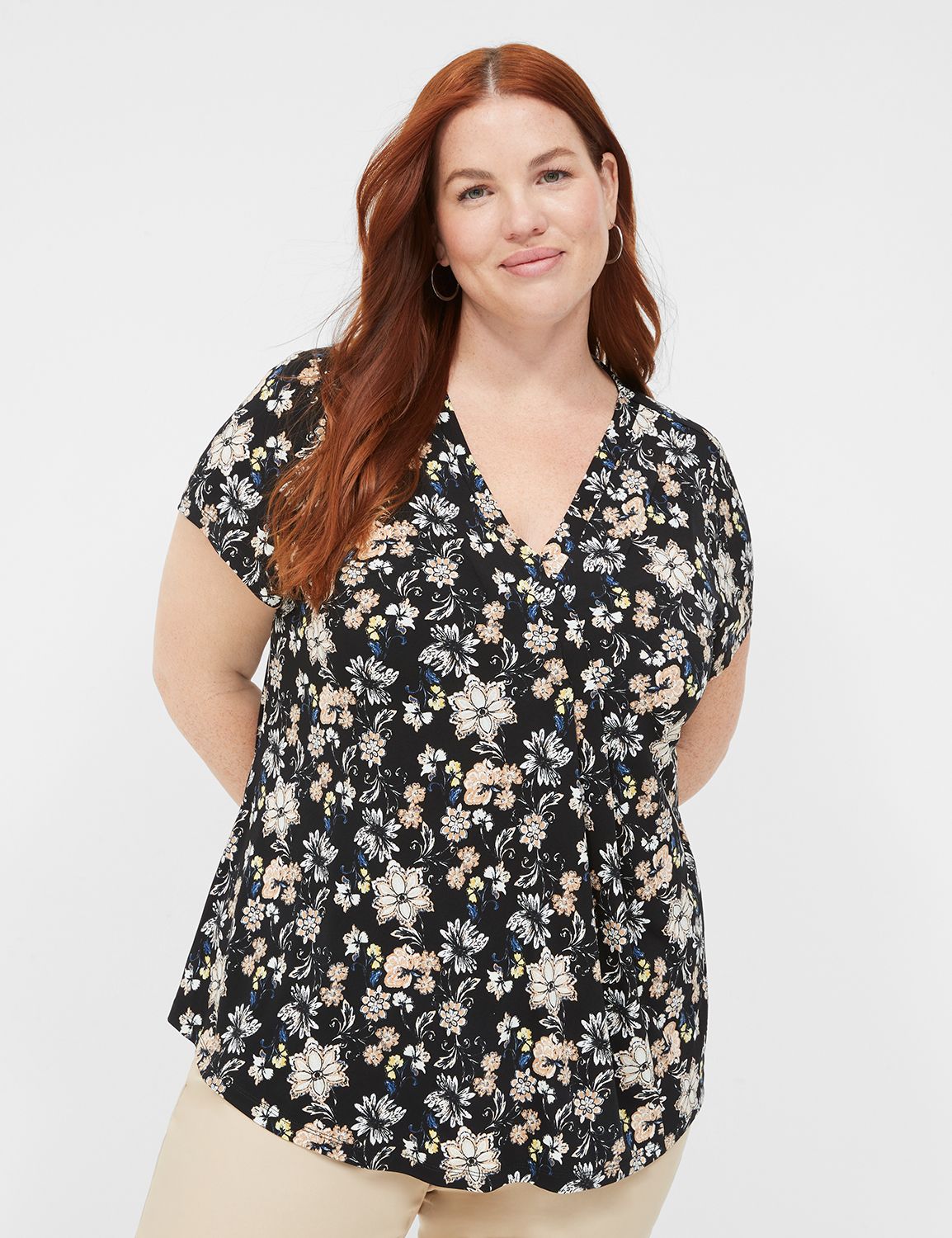 Cap Sleeve Dolman VNeck Matte Jerse Product Image 1