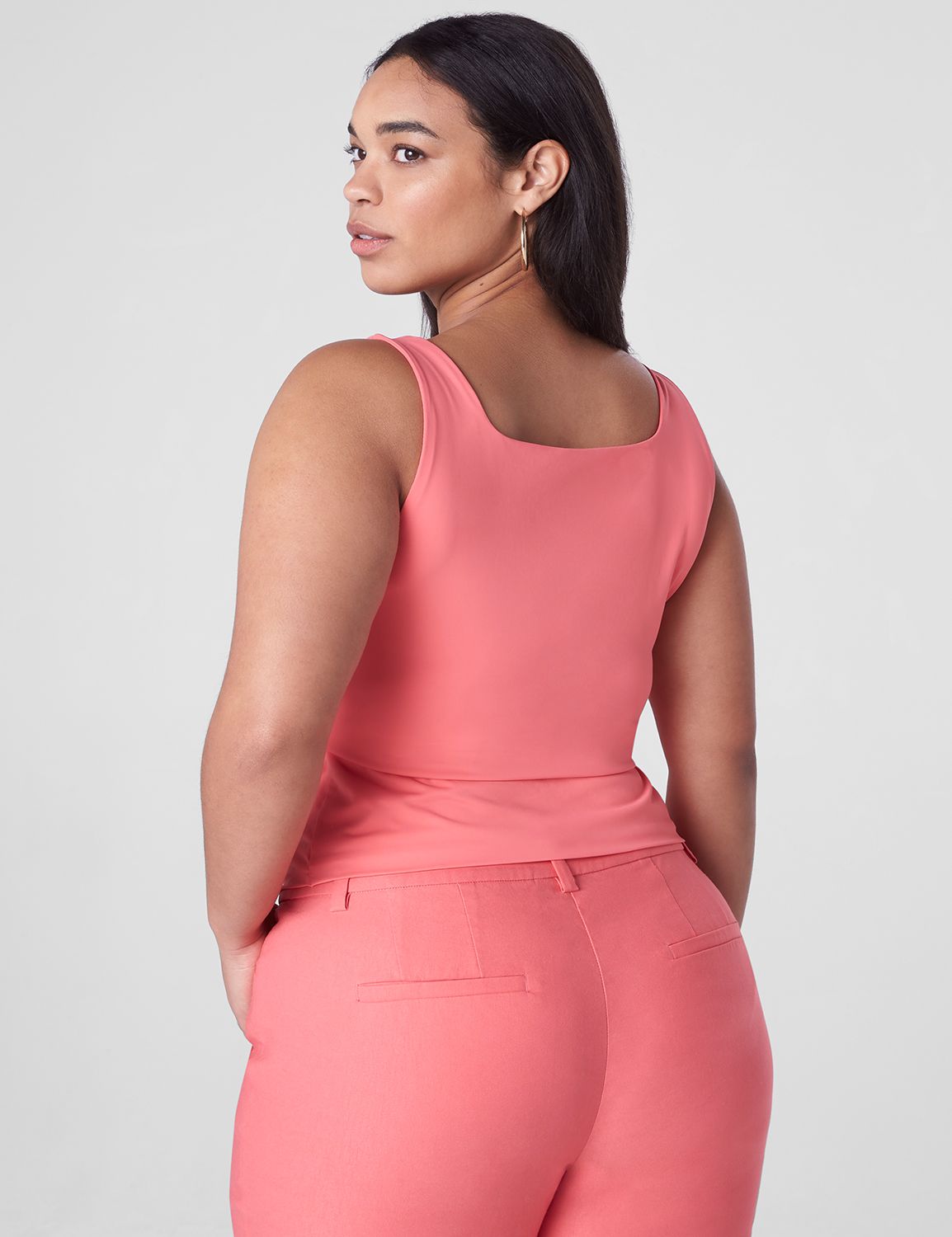 Fitted Sleeveless Square Neck Doubl