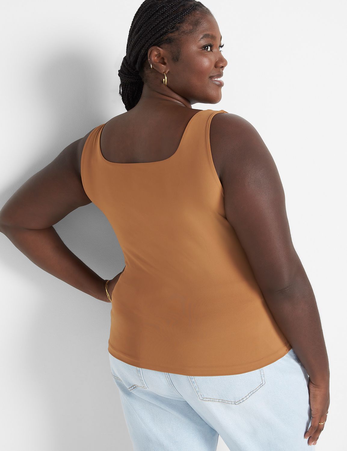 Fitted Sleeveless Square Neck Doubl Product Image 2