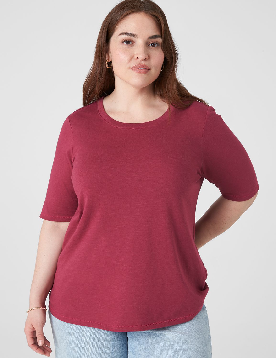 Classic Perfect Sleeve Crew Neck Te | LaneBryant