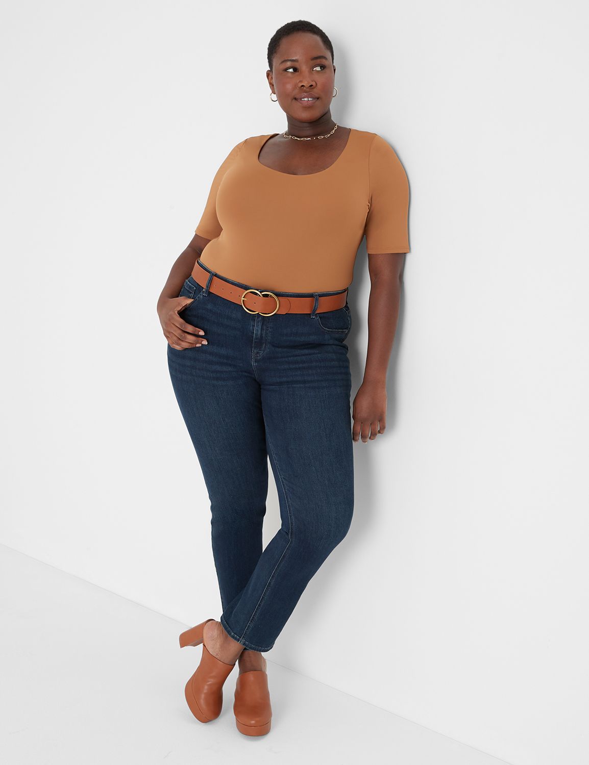 Fitted Modest Sleeve Scoop Neck Bod