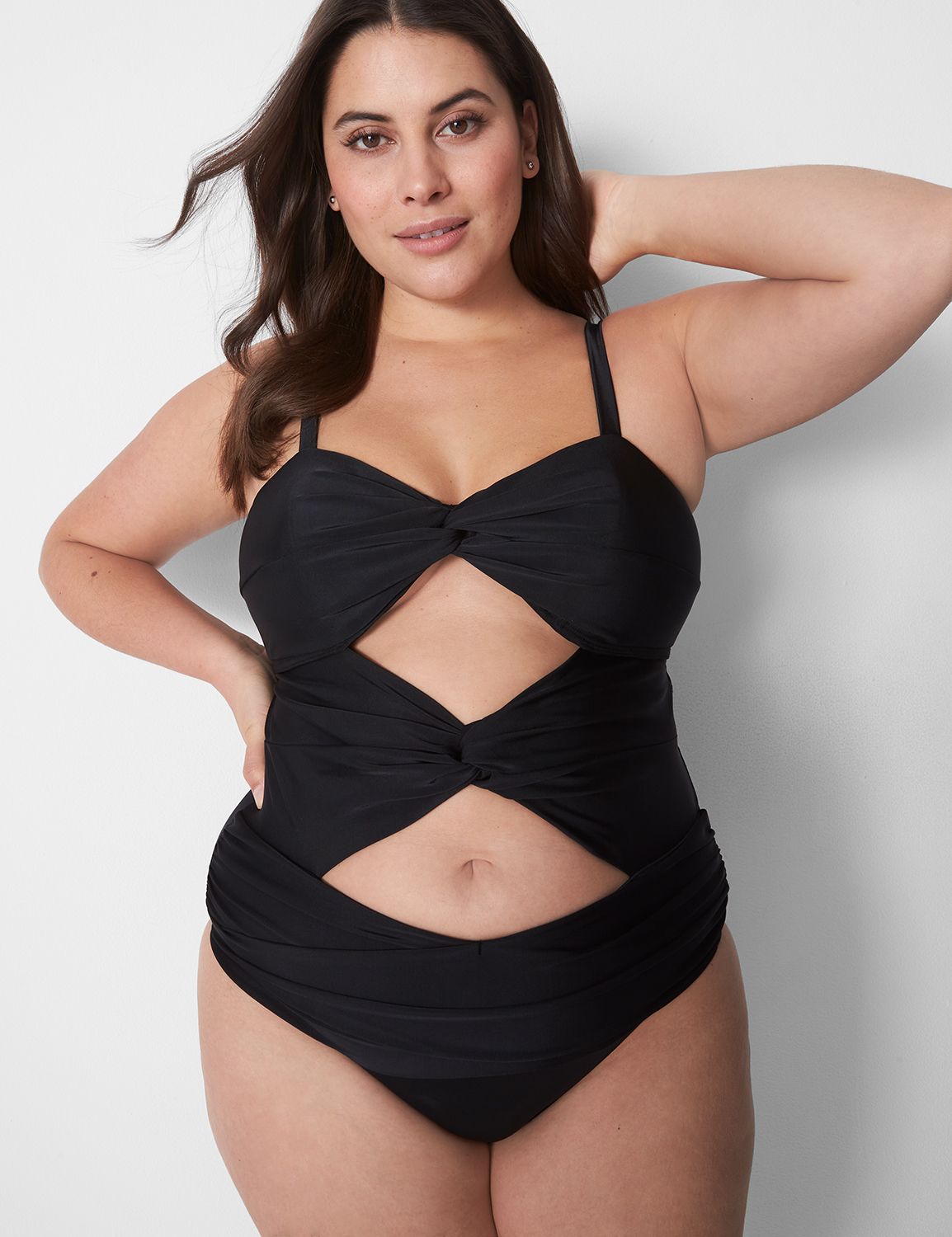 No-Wire Twisted Swim One-Piece